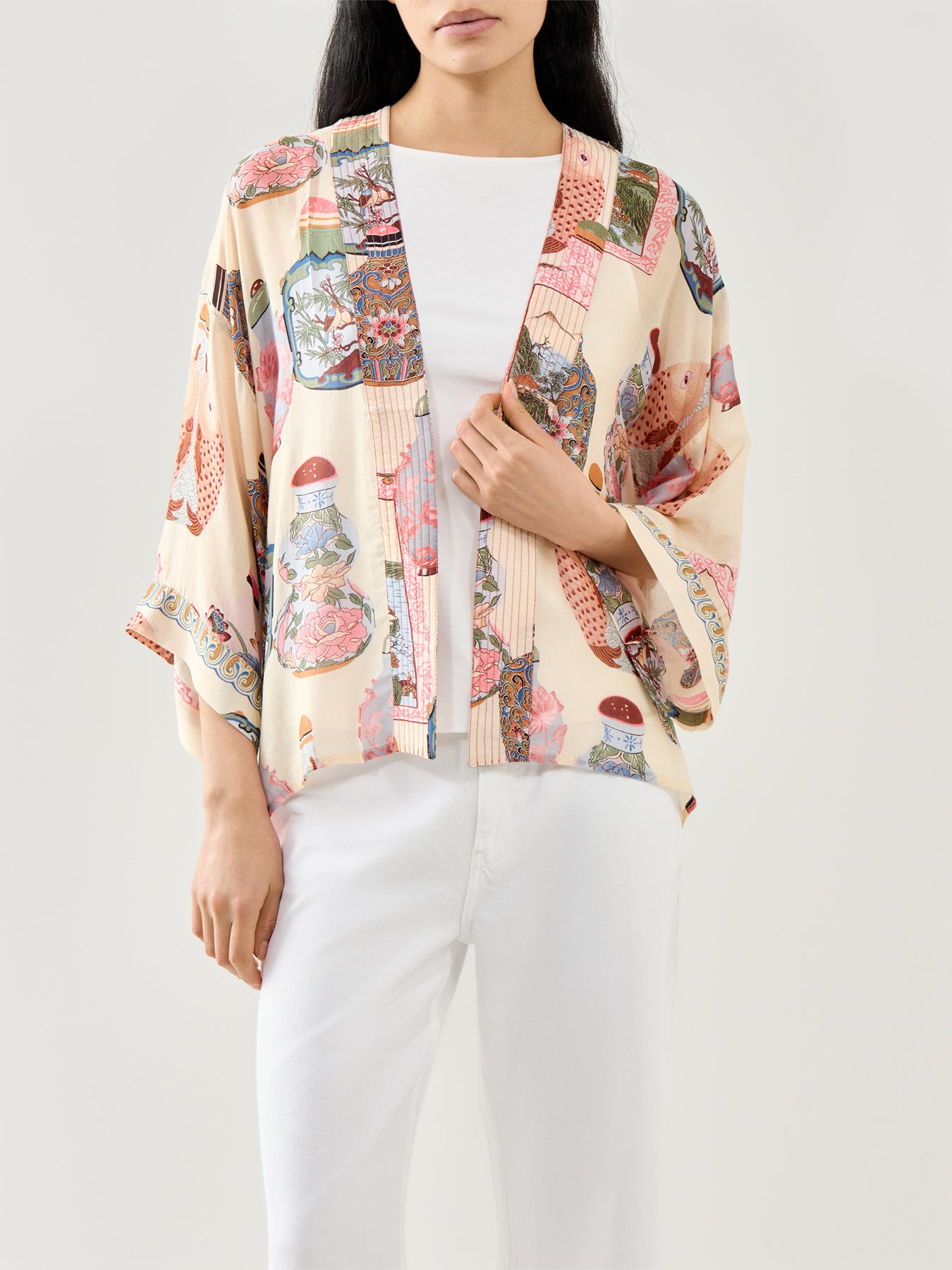 Perfume Bottles Blush Short Kimono Pink