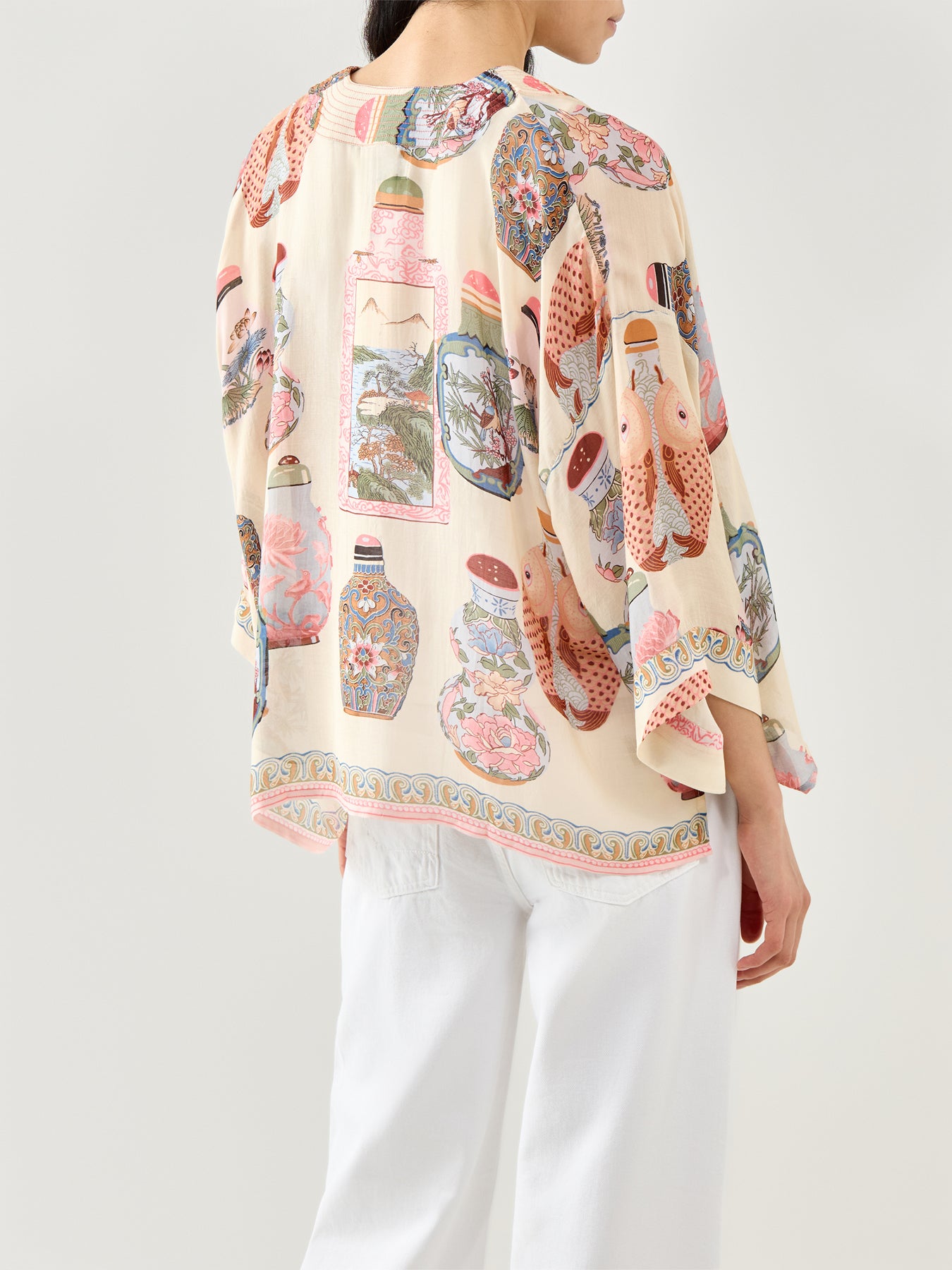 Perfume Bottles Blush Short Kimono Pink