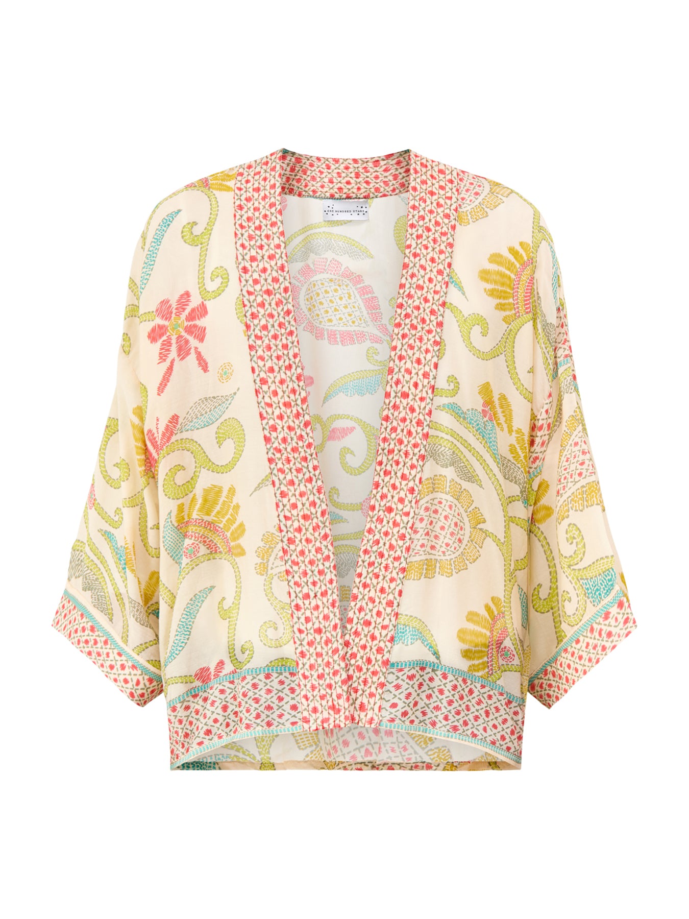 Giant Kantha Print Short Kimono