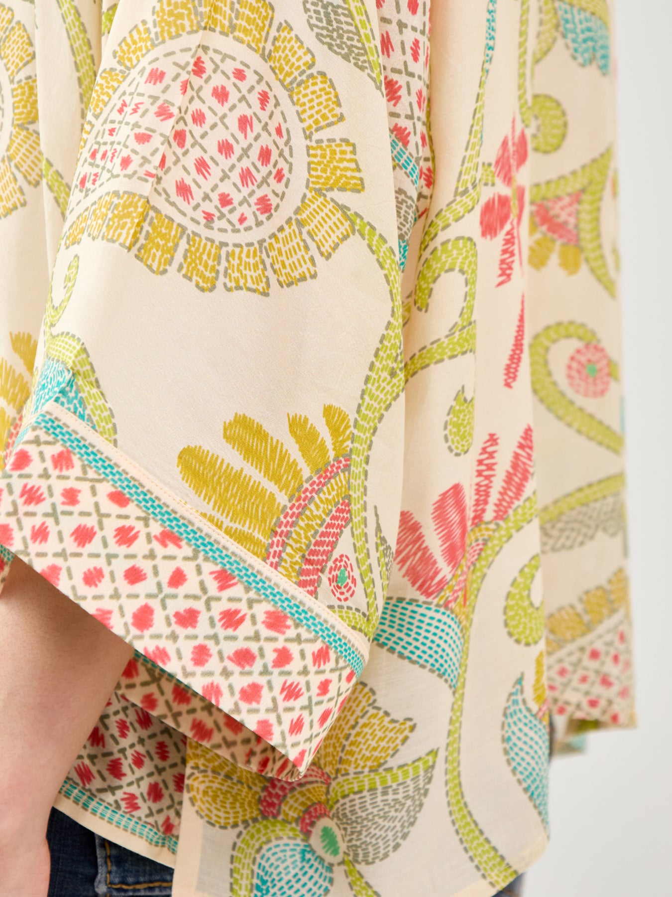 Giant Kantha Print Short Kimono
