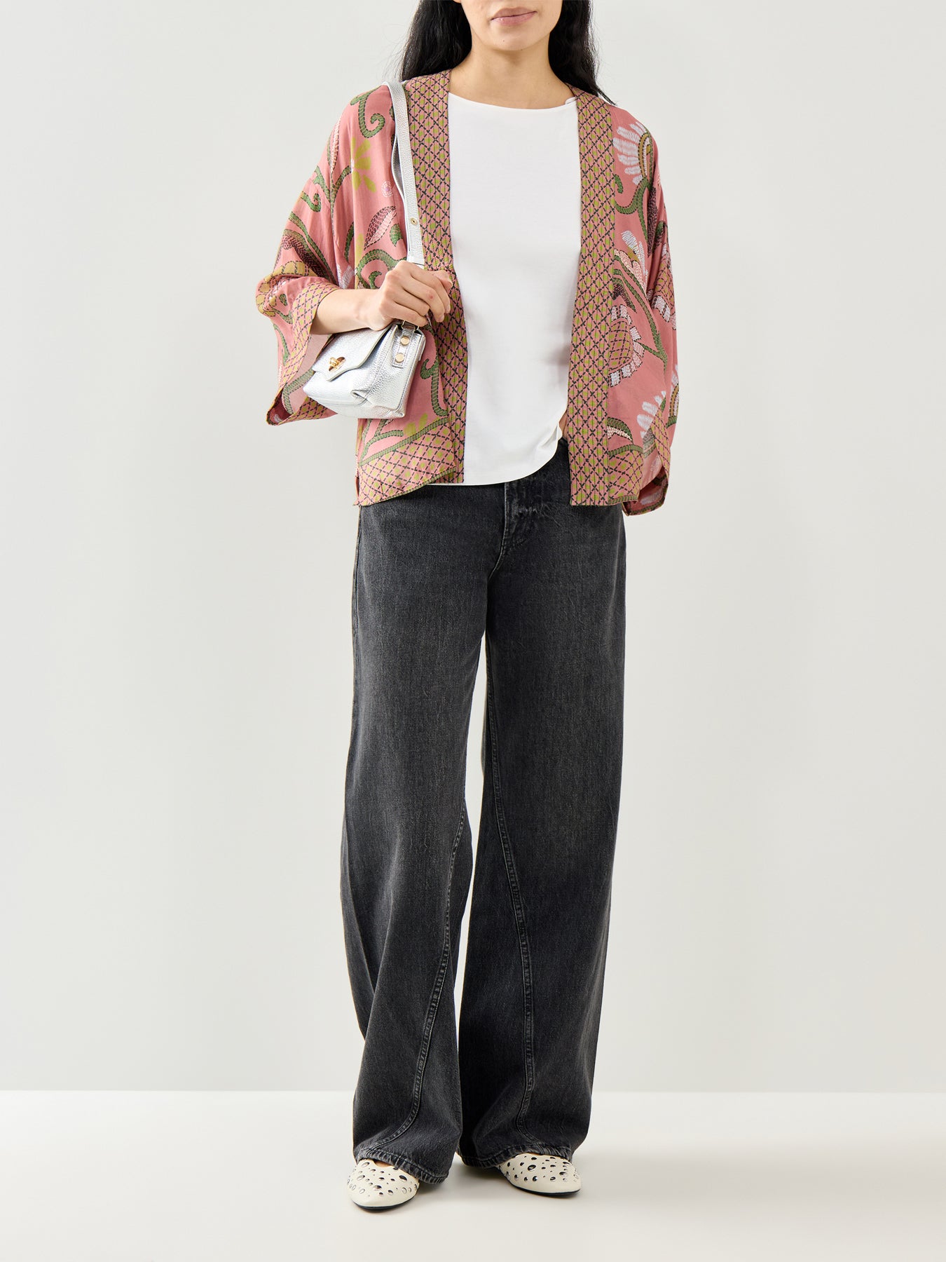 Giant Kantha Dusk Short Kimono Navy