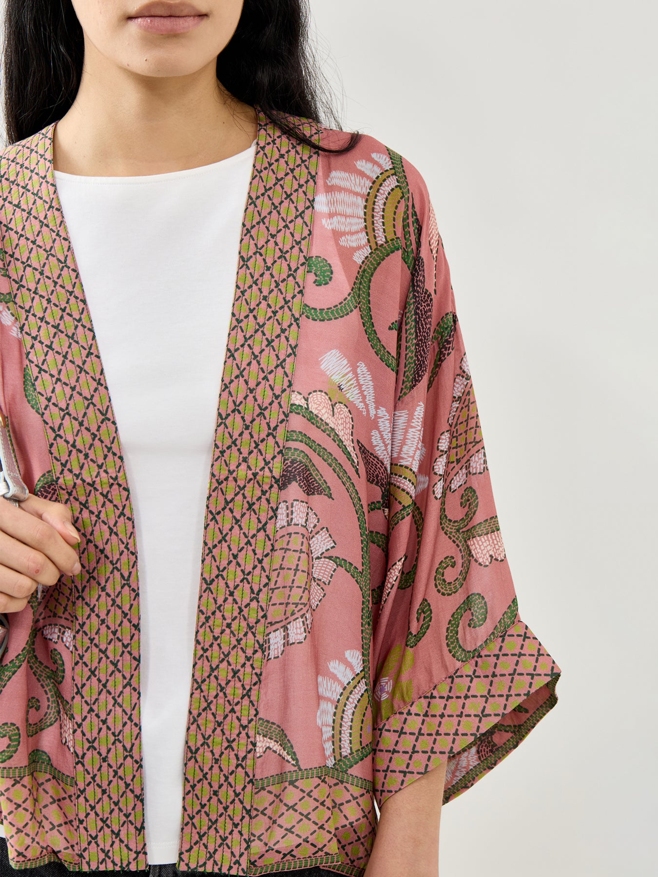 Giant Kantha Dusk Short Kimono Navy