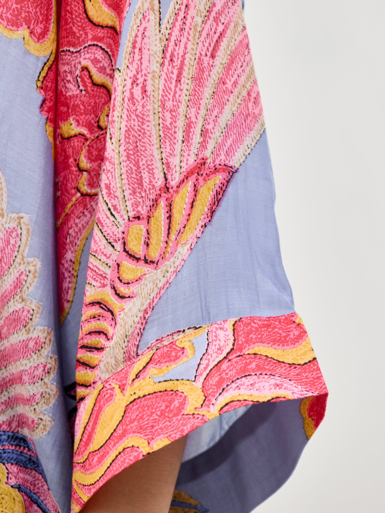 Crane Print Short Kimono Blue