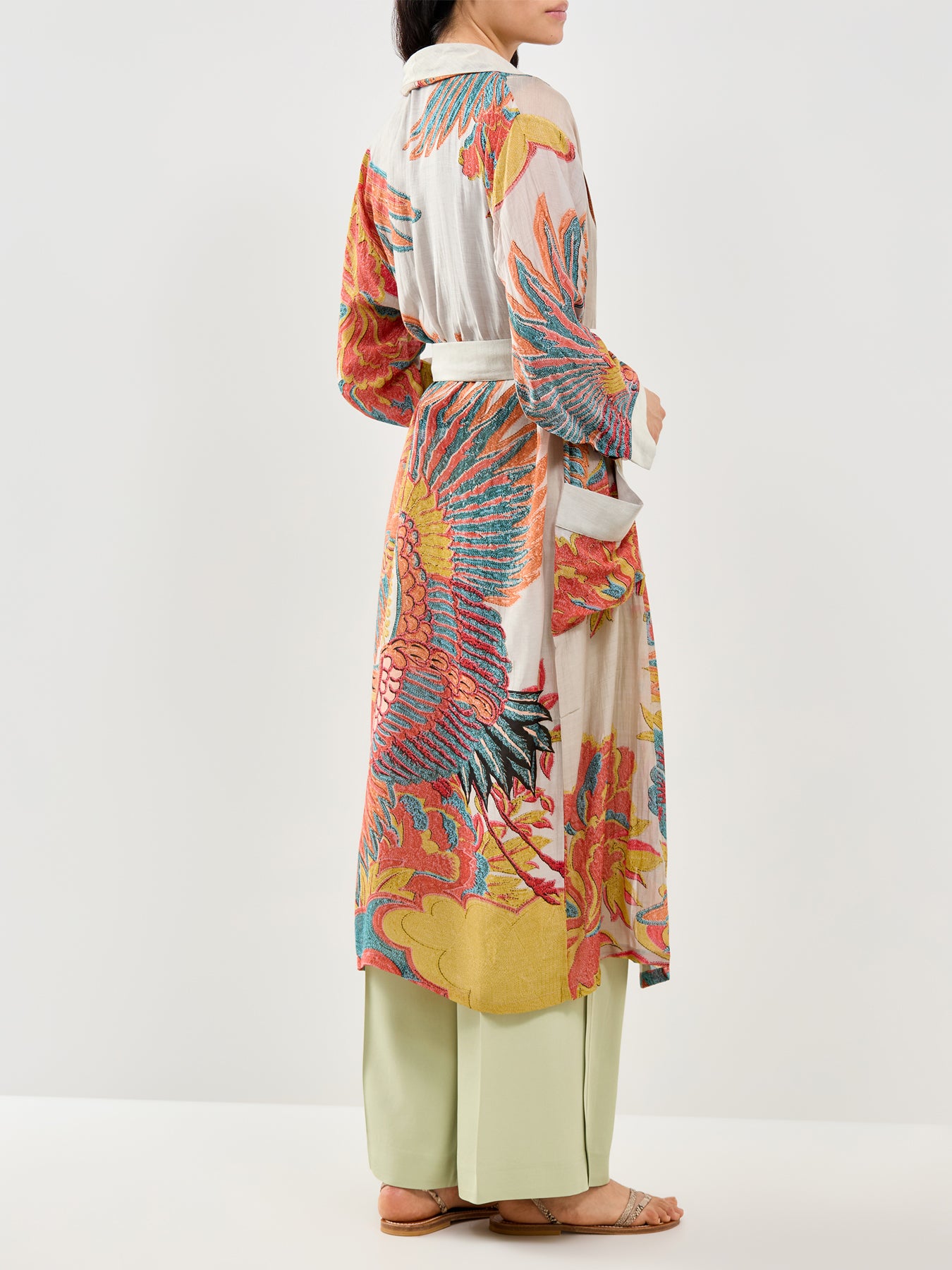 Crane Print Gown Grey