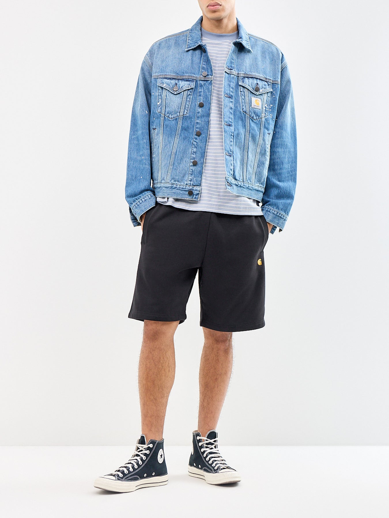 Dupree Stripe Cotton T-Shirt Blue
