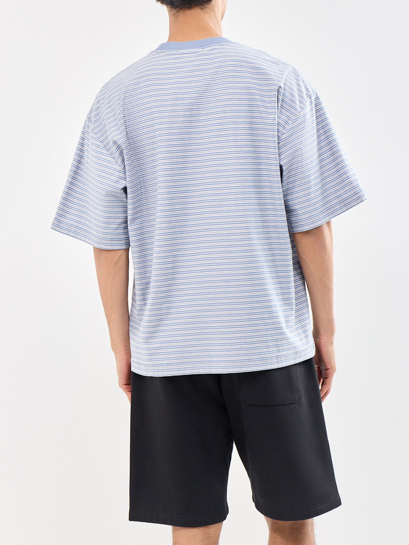 Dupree Stripe Cotton T-Shirt Blue
