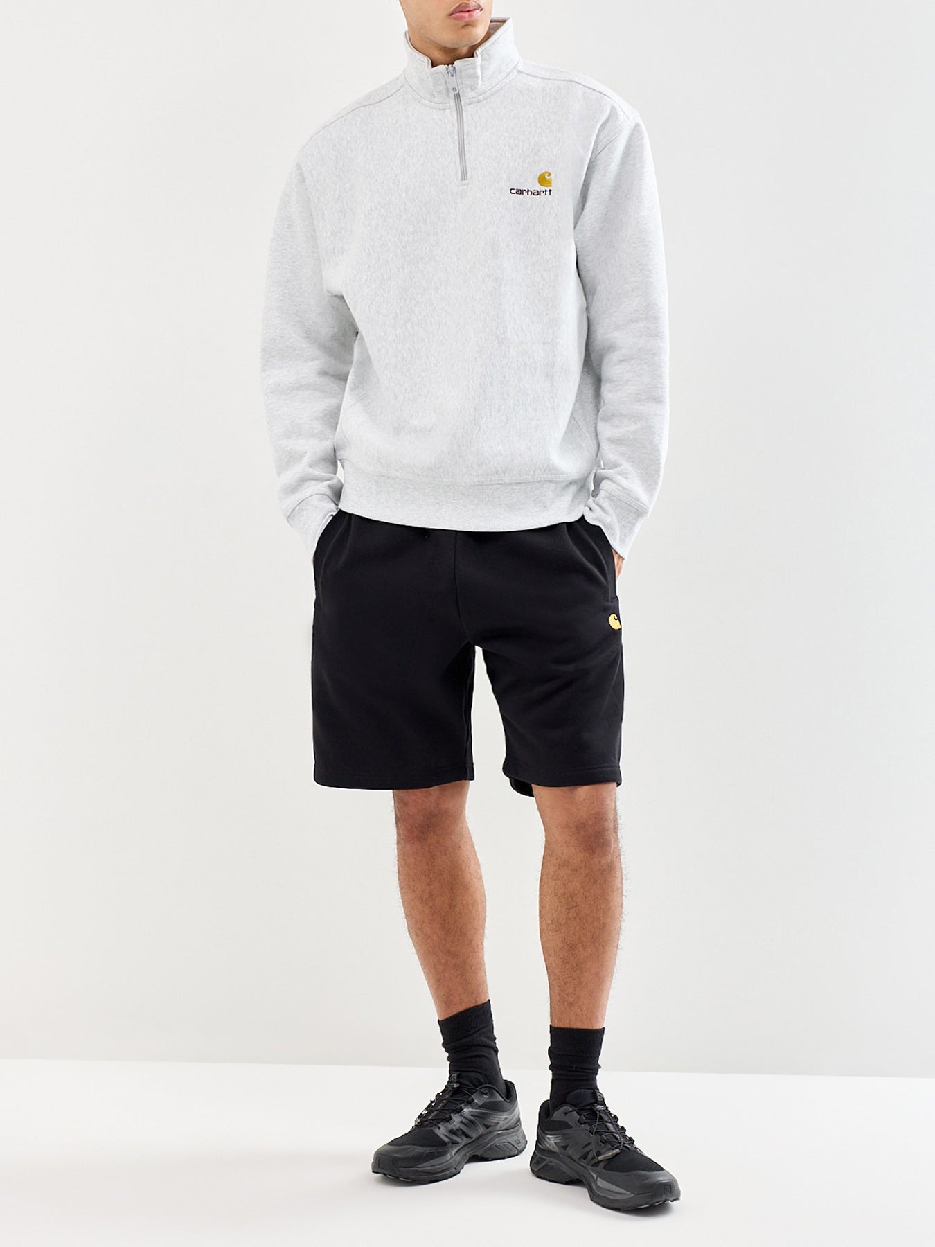 Half Zip American Script Sweatshirt Grey