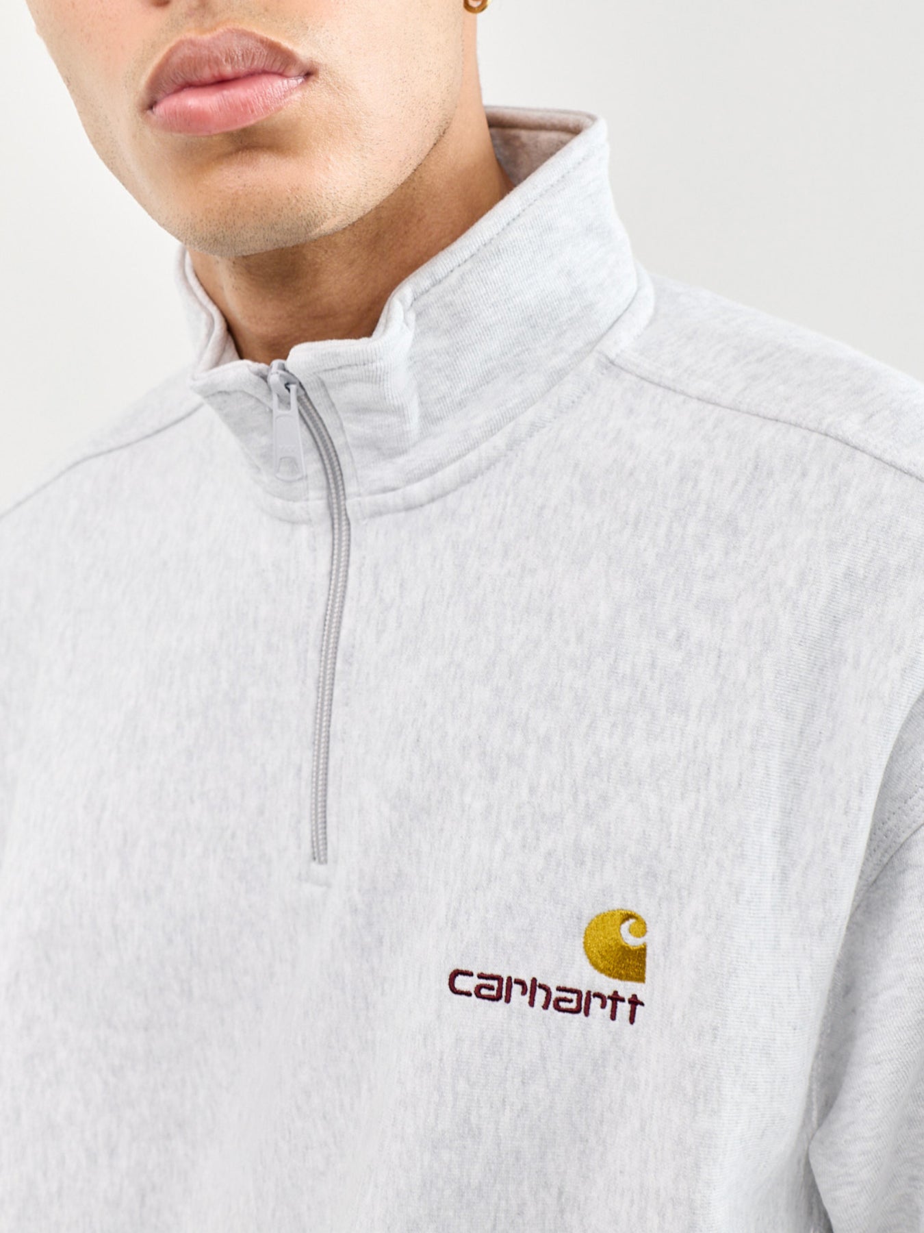Half Zip American Script Sweatshirt Grey