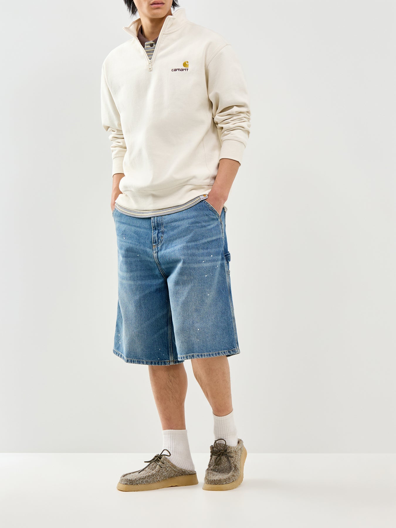 OG Single Knee Denim Shorts Blue
