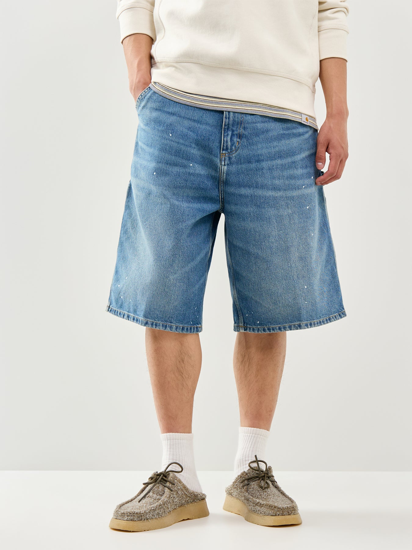 OG Single Knee Denim Shorts Blue