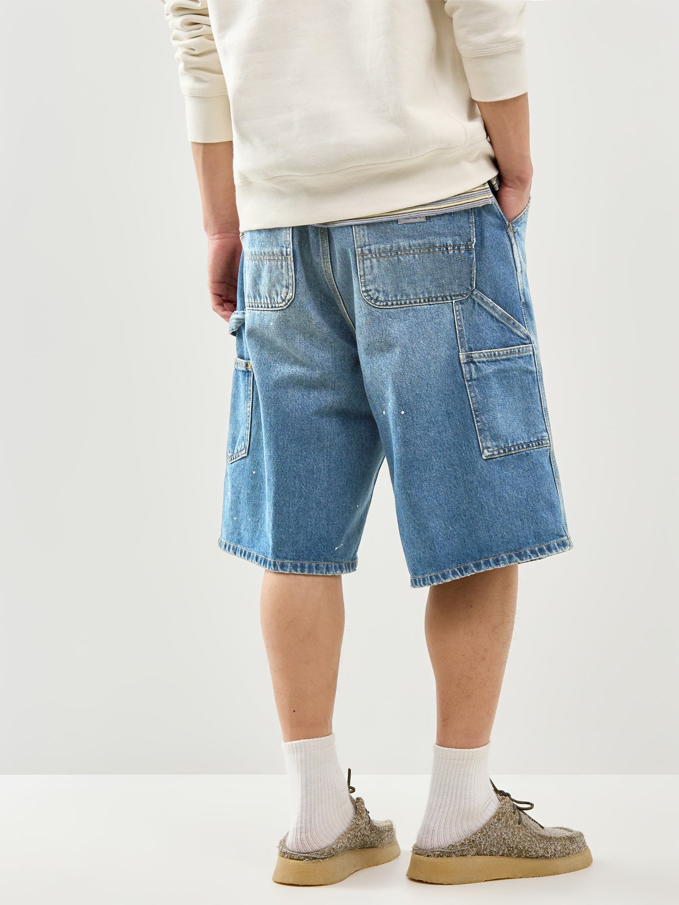 OG Single Knee Denim Shorts Blue