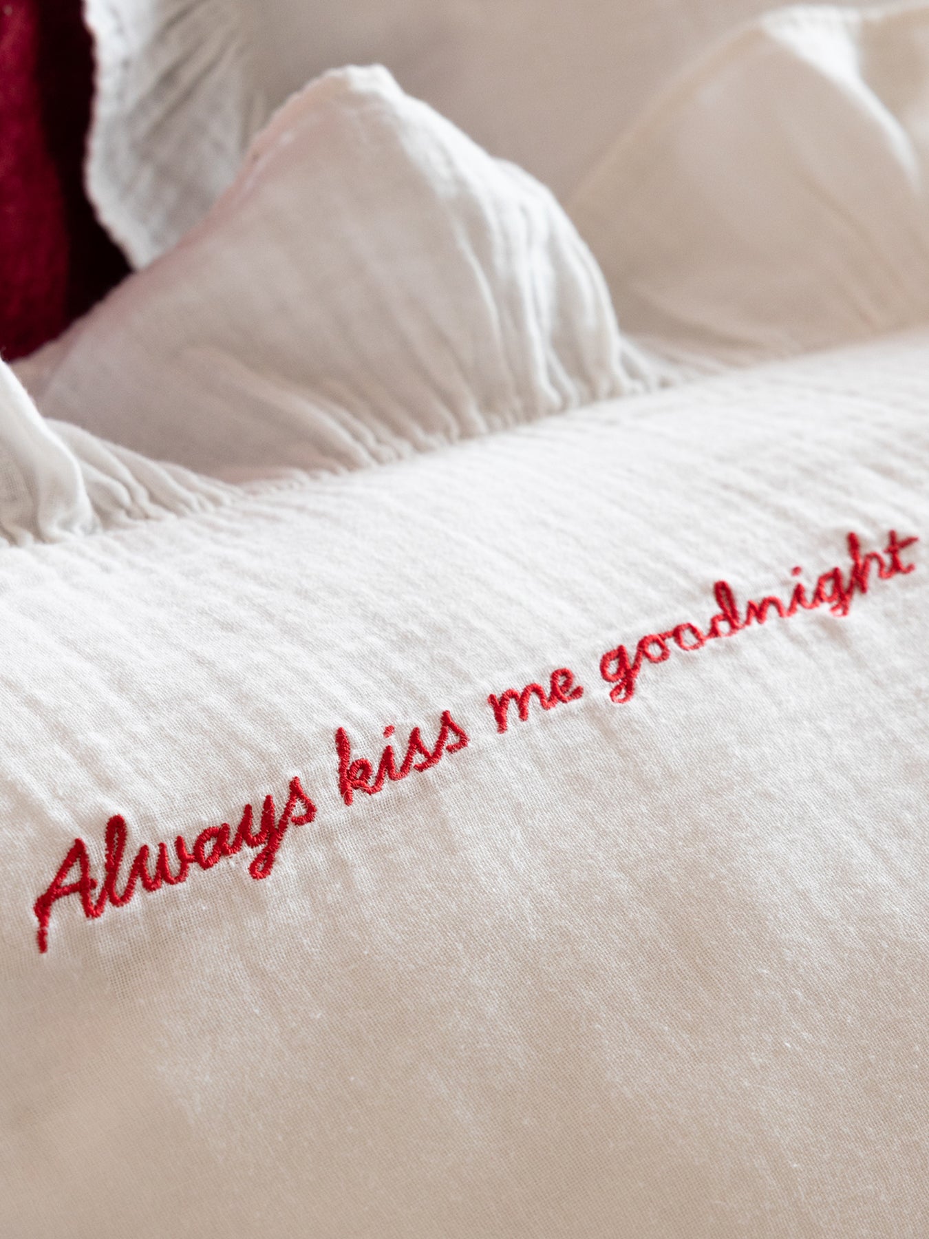 Love Note Frill Double Duvet Set Cream