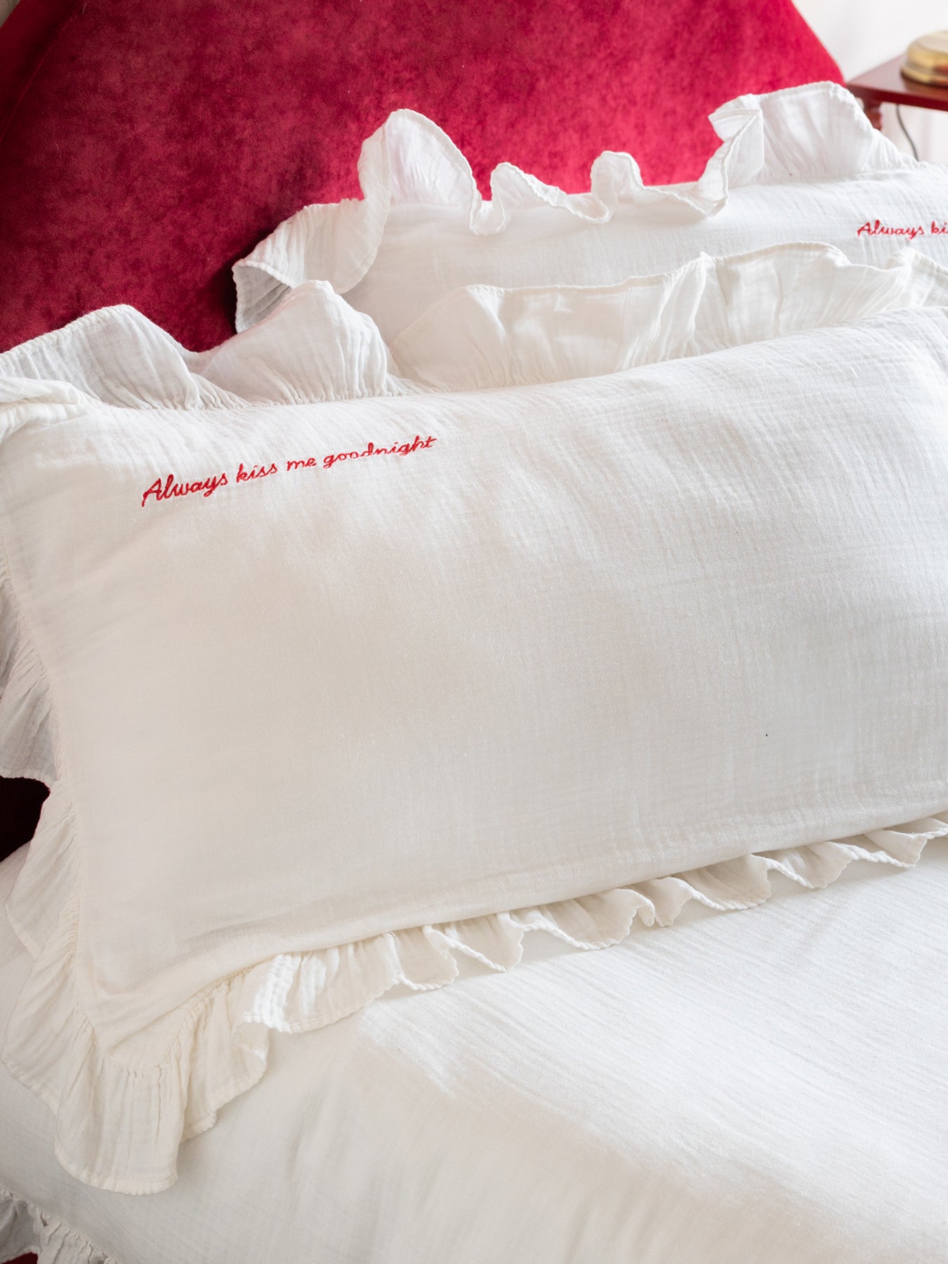 Love Note Frill King Duvet Set Cream