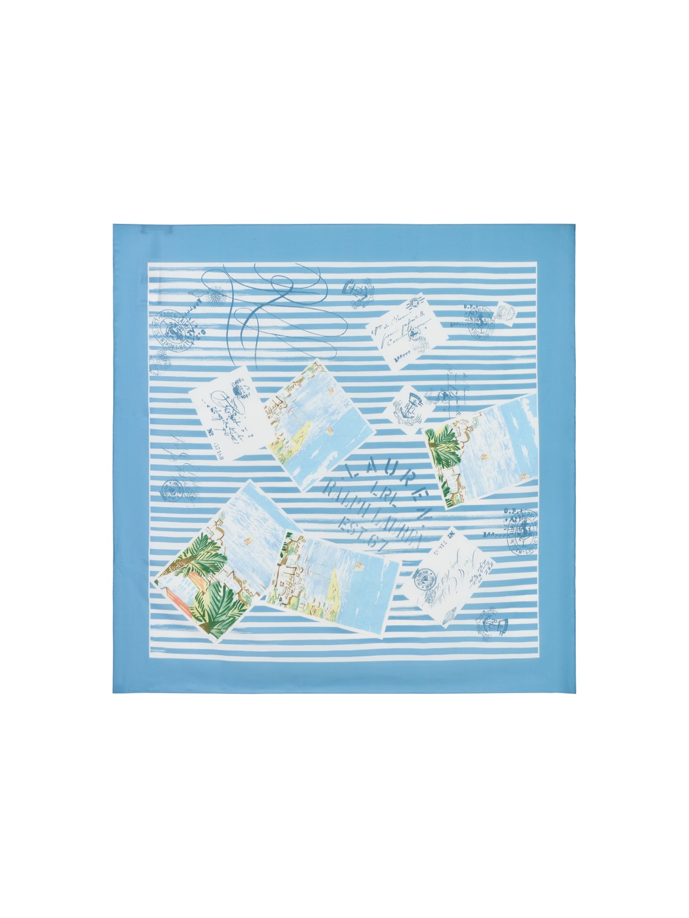 Print Silk Scarf Blue