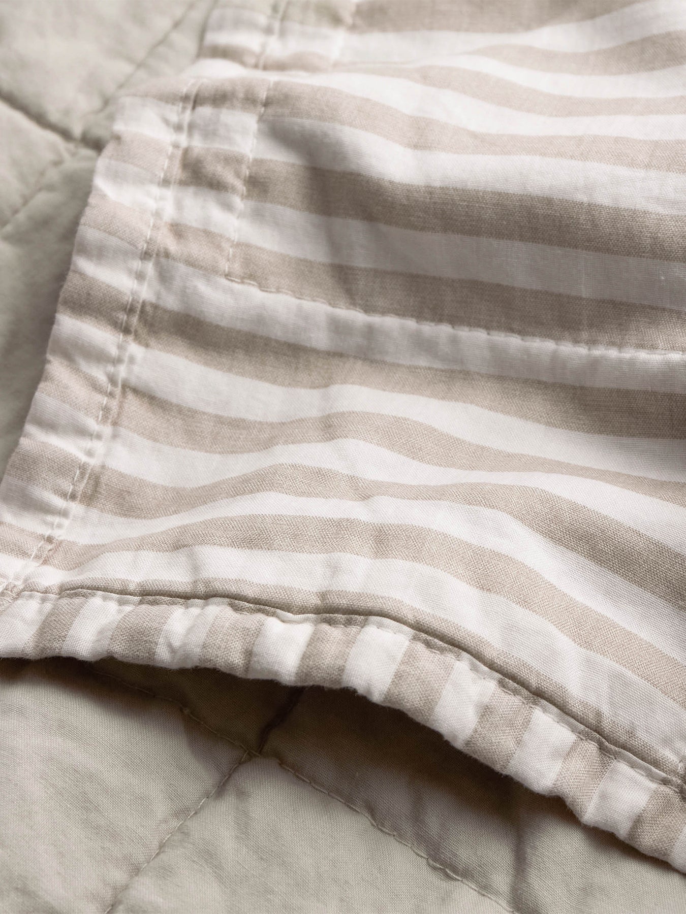 Cotton Hebden Stripe Bedspread 150 x 200cm - Natural / Stone