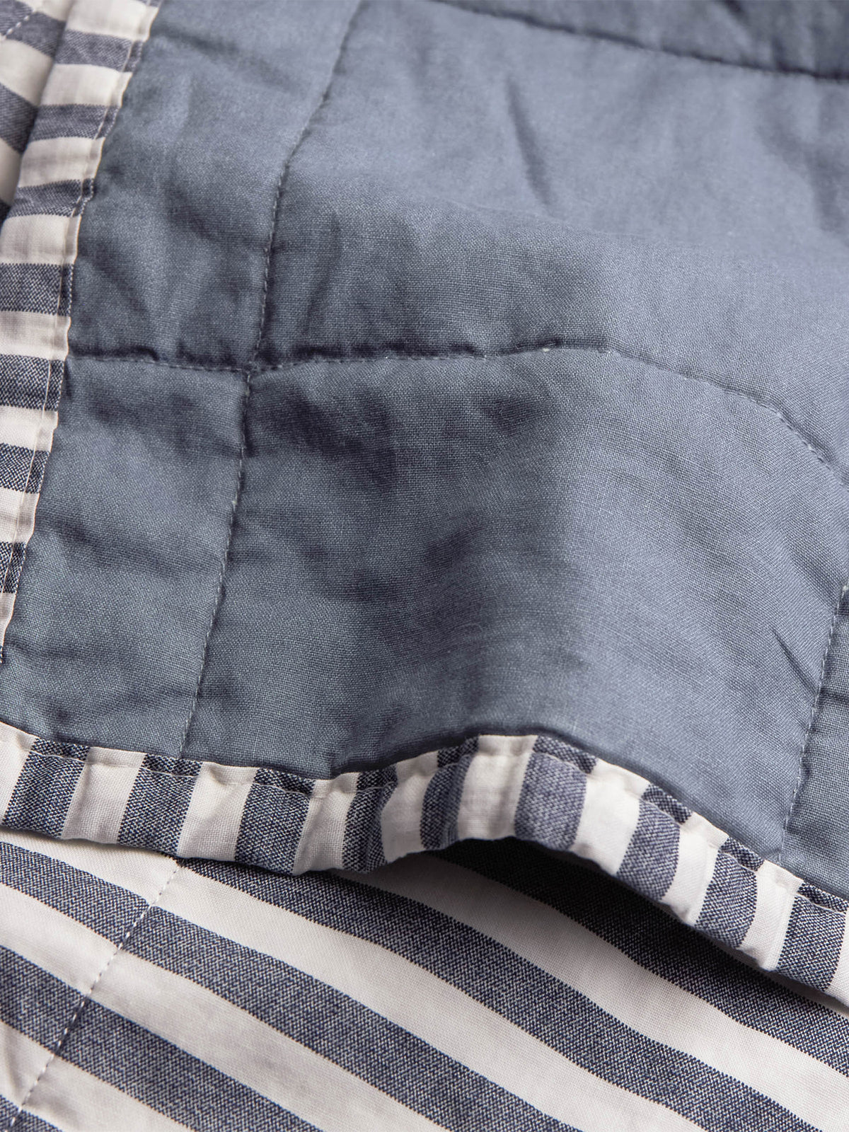 Cotton Hebden Stripe Bedspread 150 x 200cm - Navy / Denim Blue