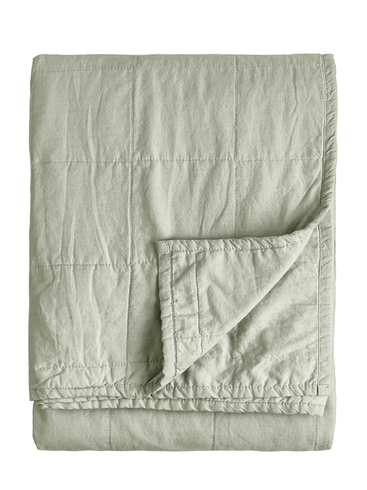 Cotton Hebden Washed Bedspread 150 x 200cm - Bay Green