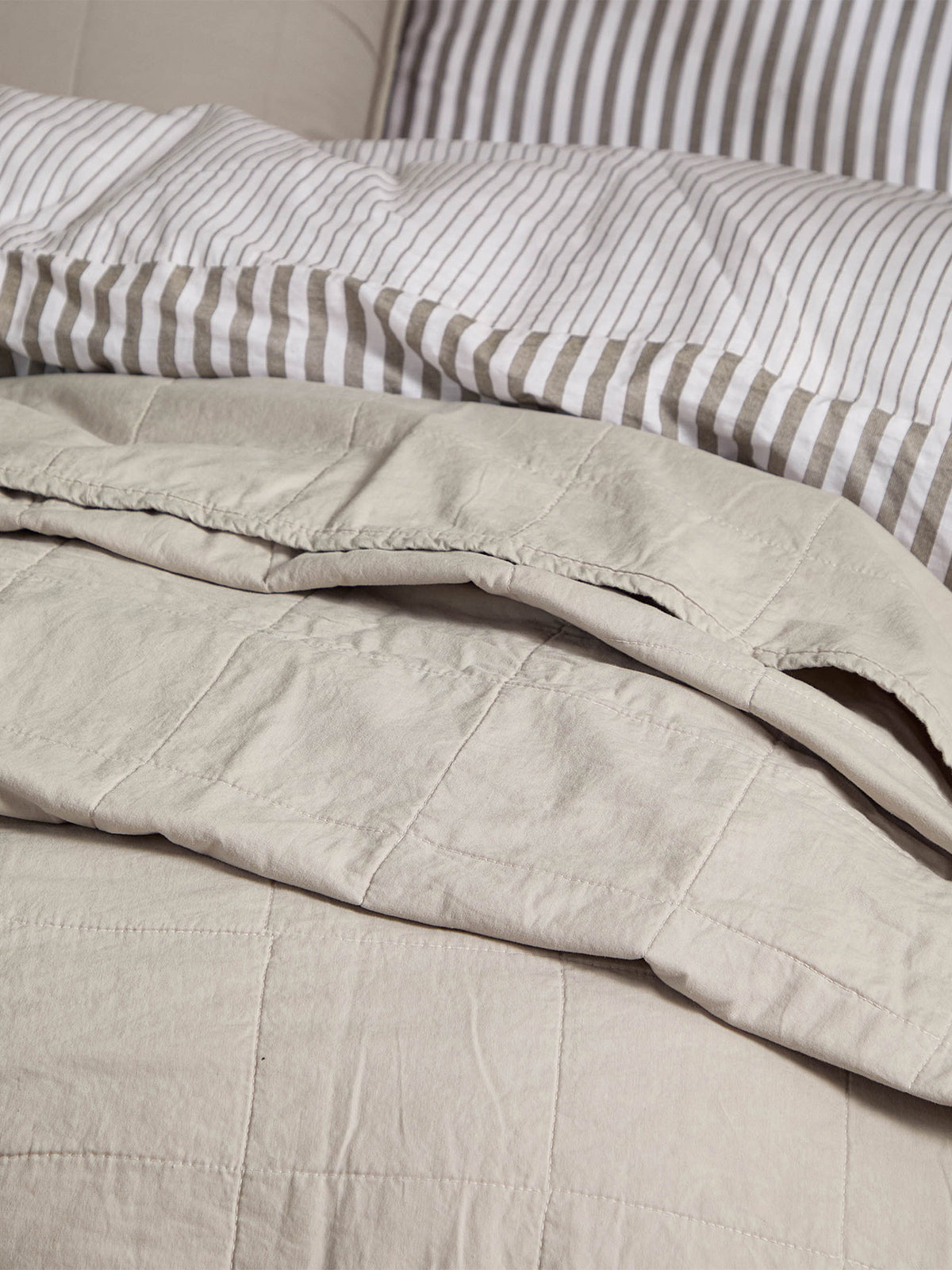 Cotton Hebden Washed Bedspread 150 x 200cm - Stone