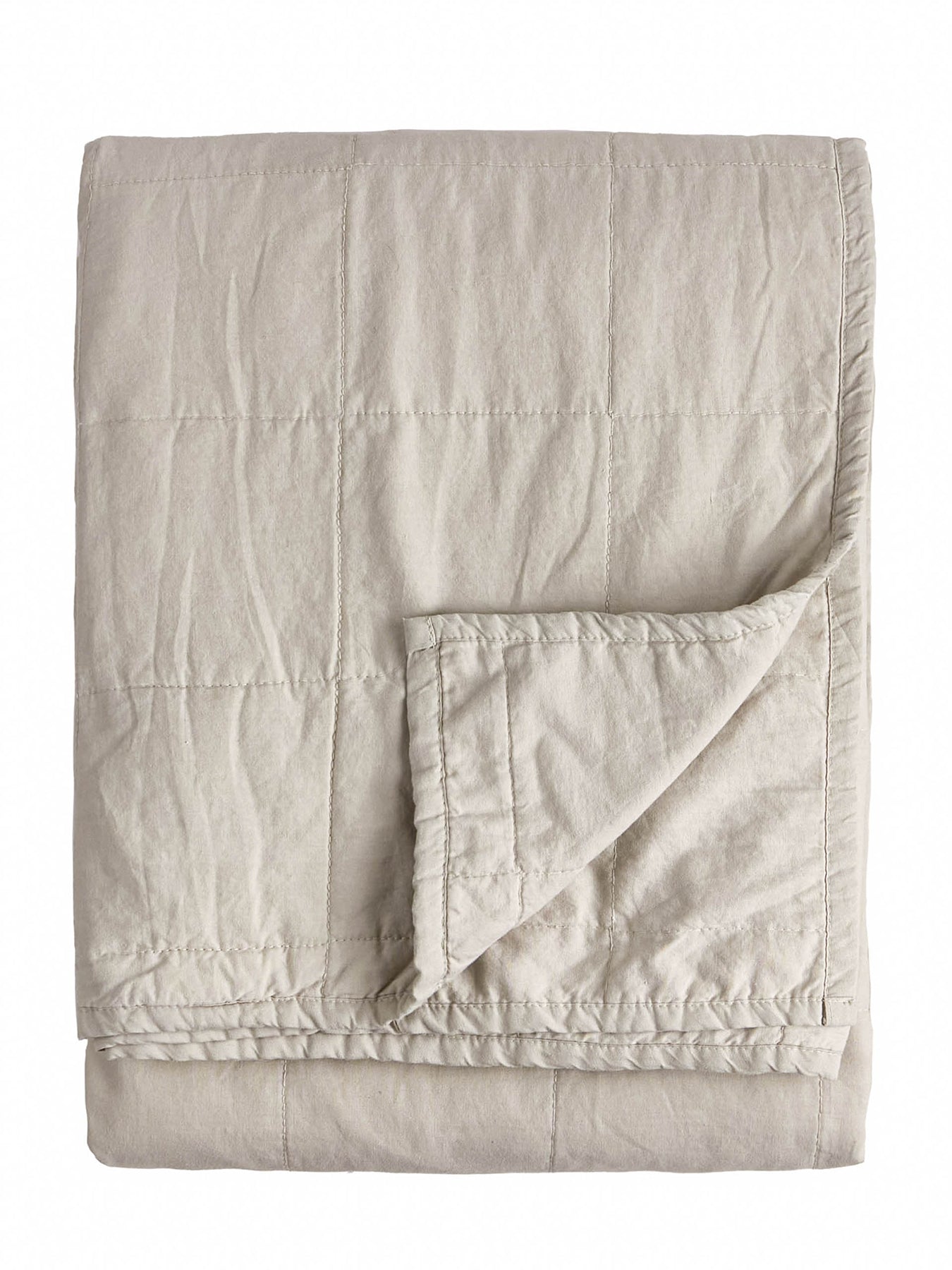 Cotton Hebden Washed Bedspread 150 x 200cm - Stone