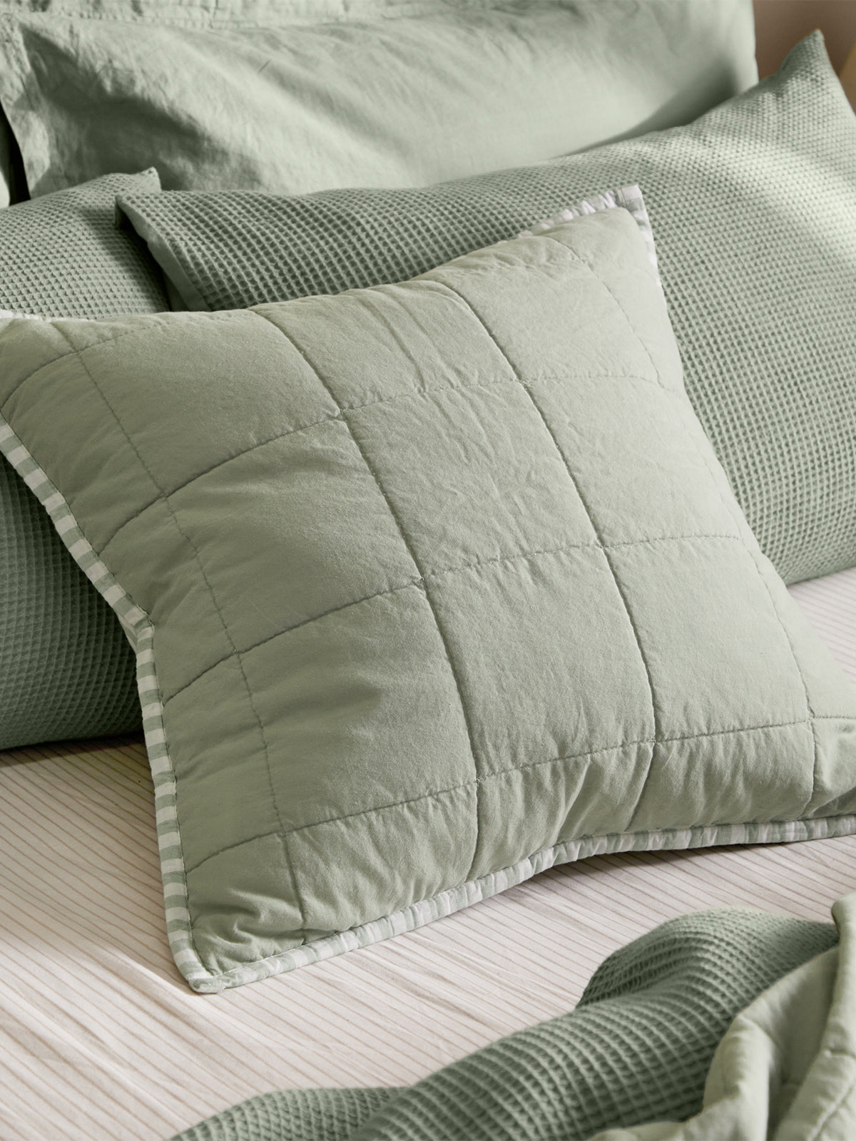 Cotton Hebden Stripe Feather Cushion 55 x 55cm