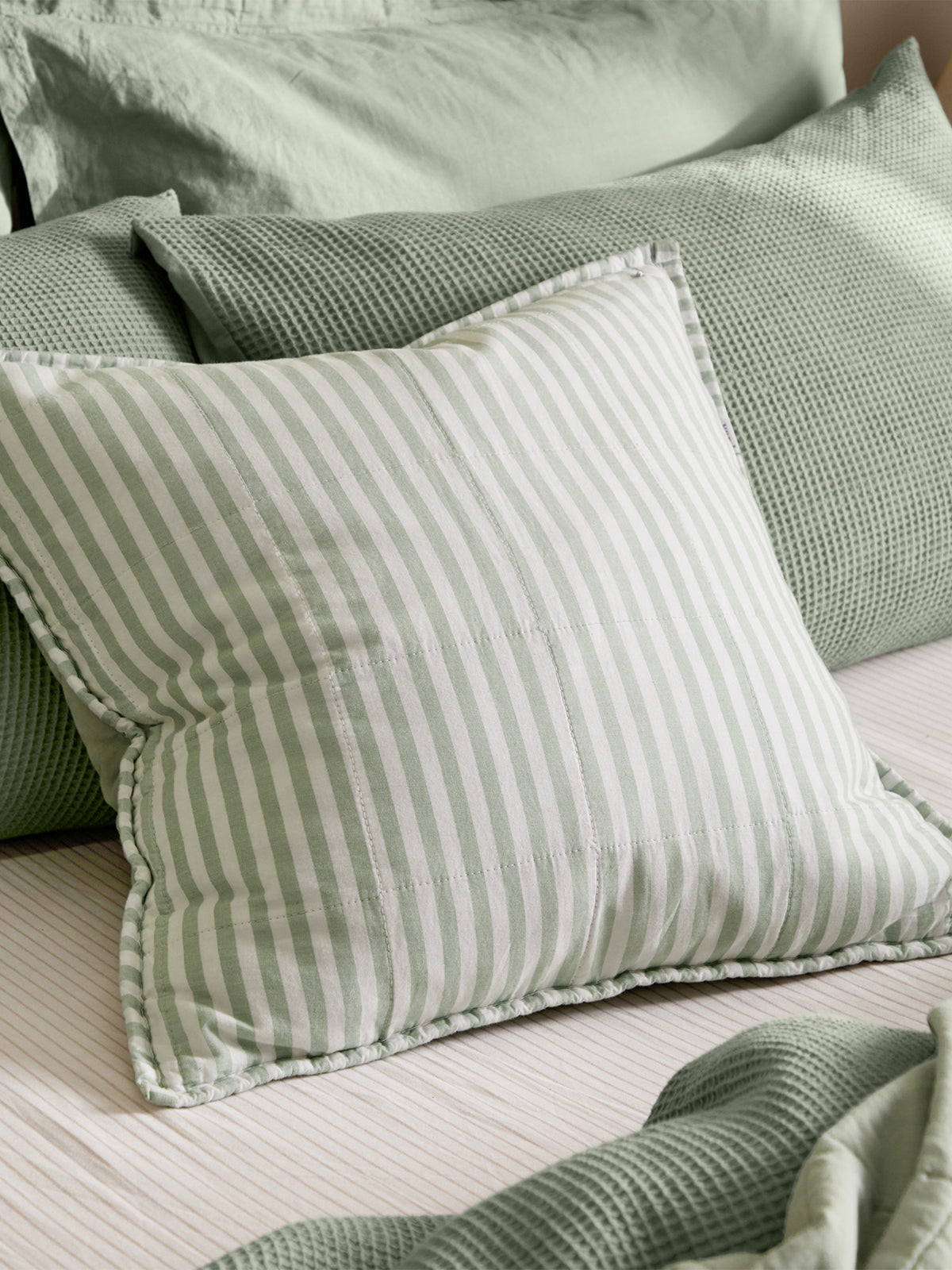 Cotton Hebden Stripe Feather Cushion 55 x 55cm