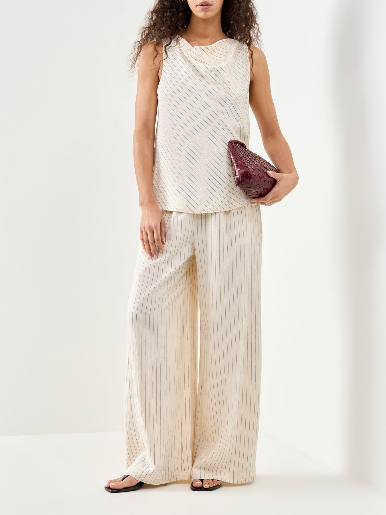 Ribe Draped Sleeveless Top Cream