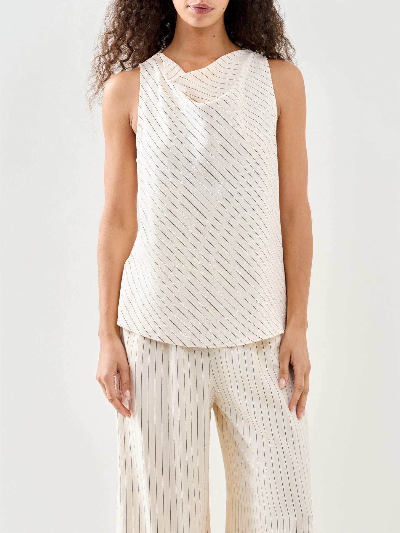 Ribe Draped Sleeveless Top Cream