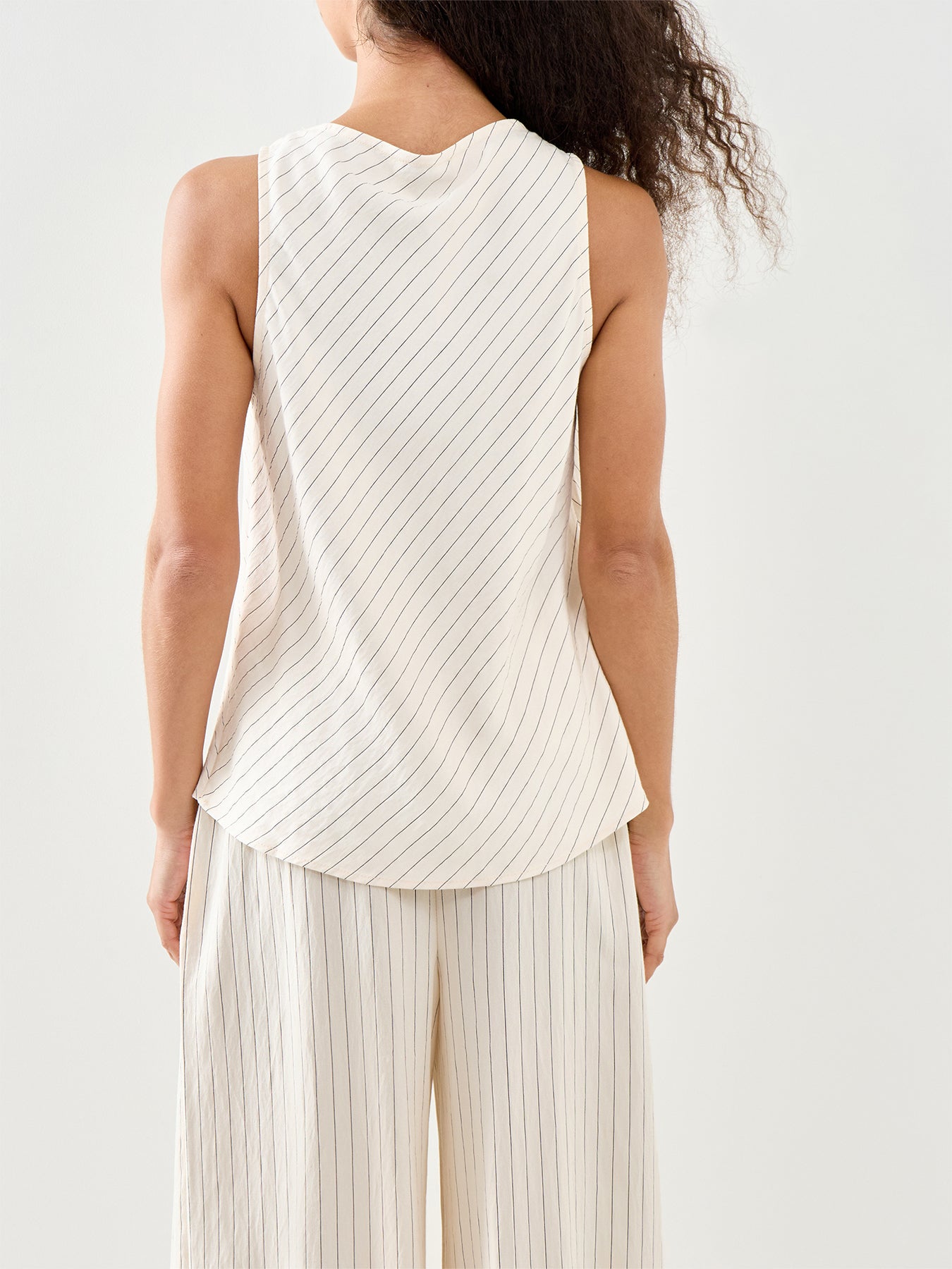 Ribe Draped Sleeveless Top Cream