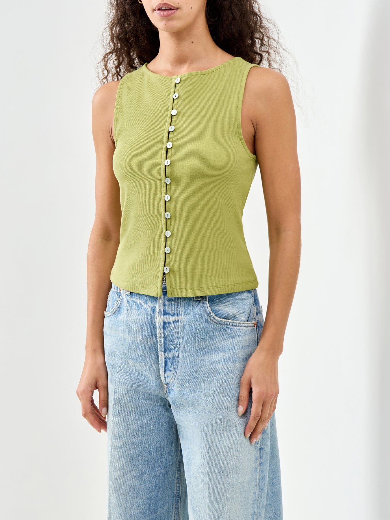 Slash Neck Cropped Waistcoat Green