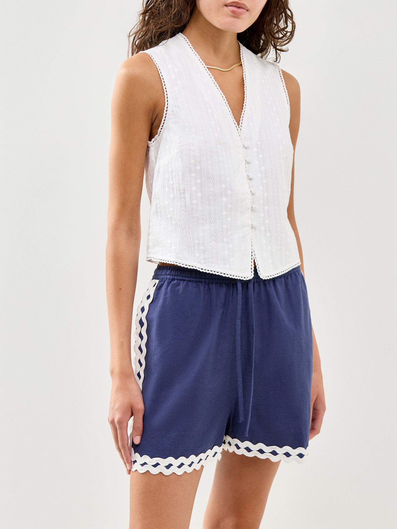 Eliza Waistcoat Top White
