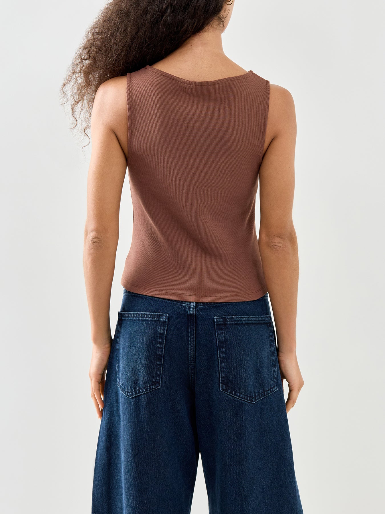 Slash Neck Cropped Waistcoat Brown