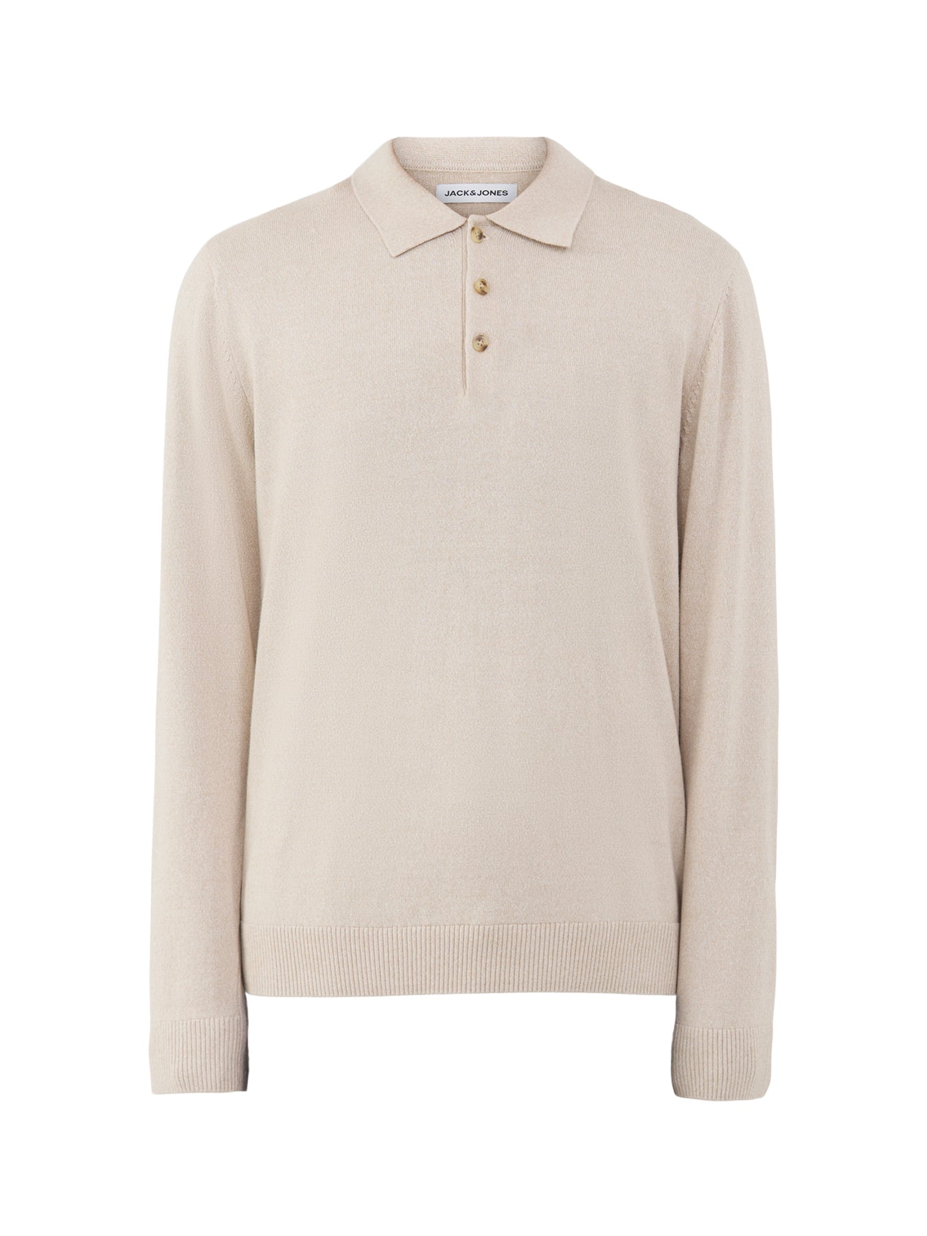 Organic Cotton Knitted Long-Sleeved Polo Shirt - Moonbeam Twisted