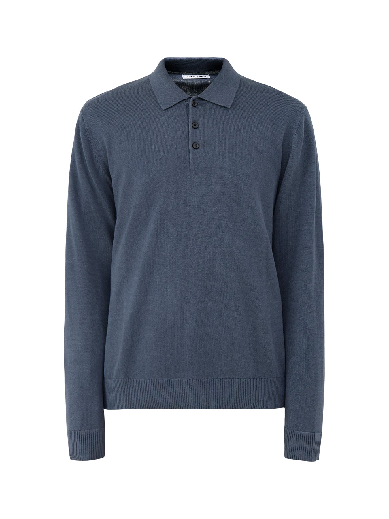 Organic Cotton Knitted Long-Sleeved Polo Shirt - Turbulence