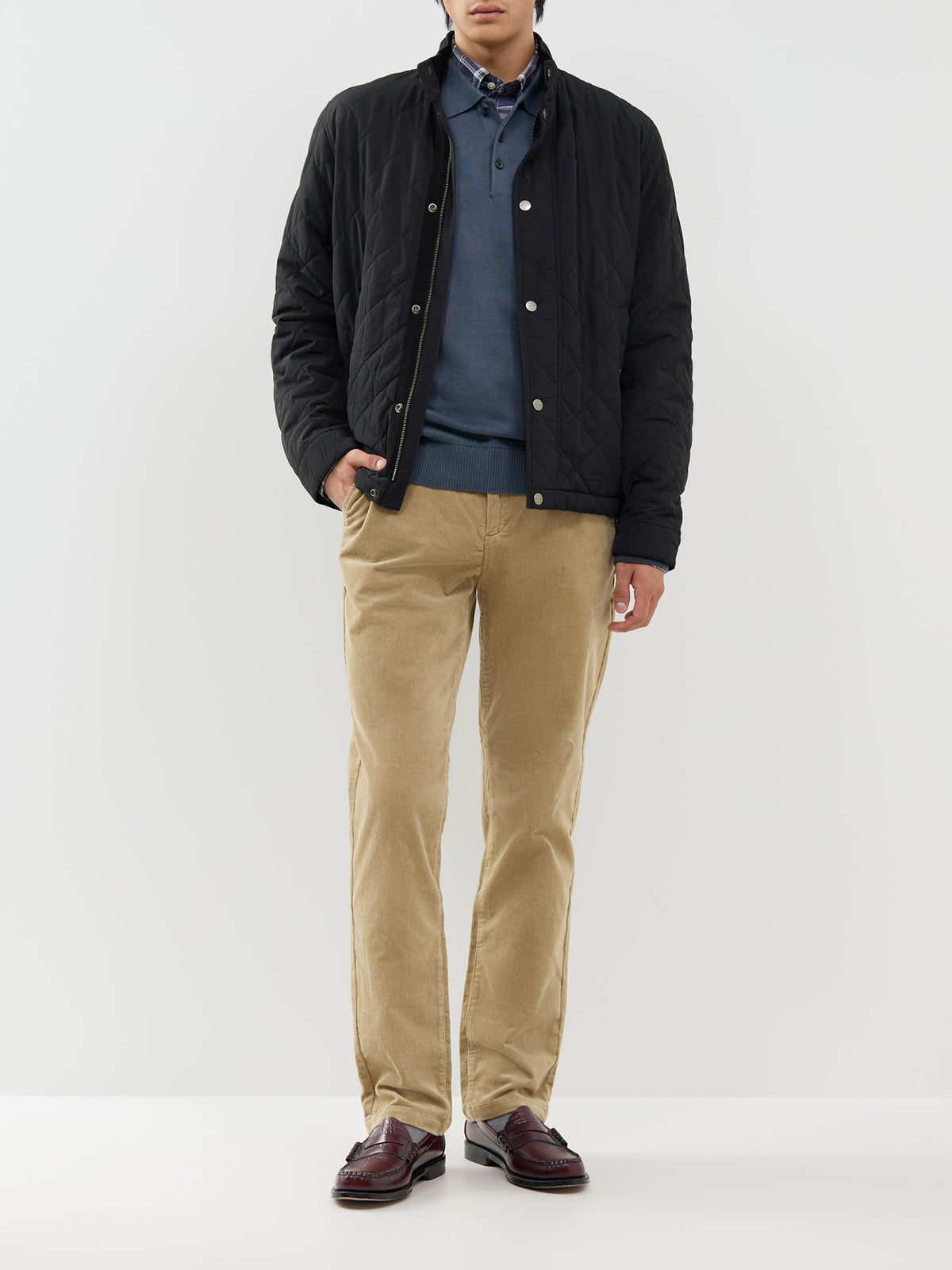 Organic Cotton Knitted Long-Sleeved Polo Shirt - Turbulence