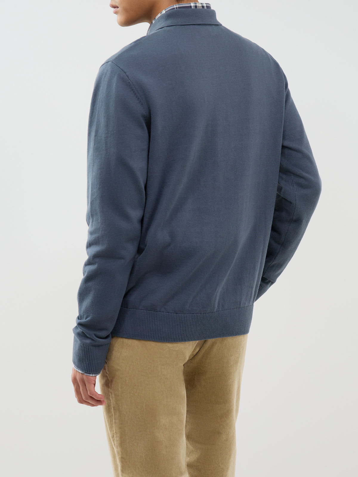 Organic Cotton Knitted Long-Sleeved Polo Shirt - Turbulence
