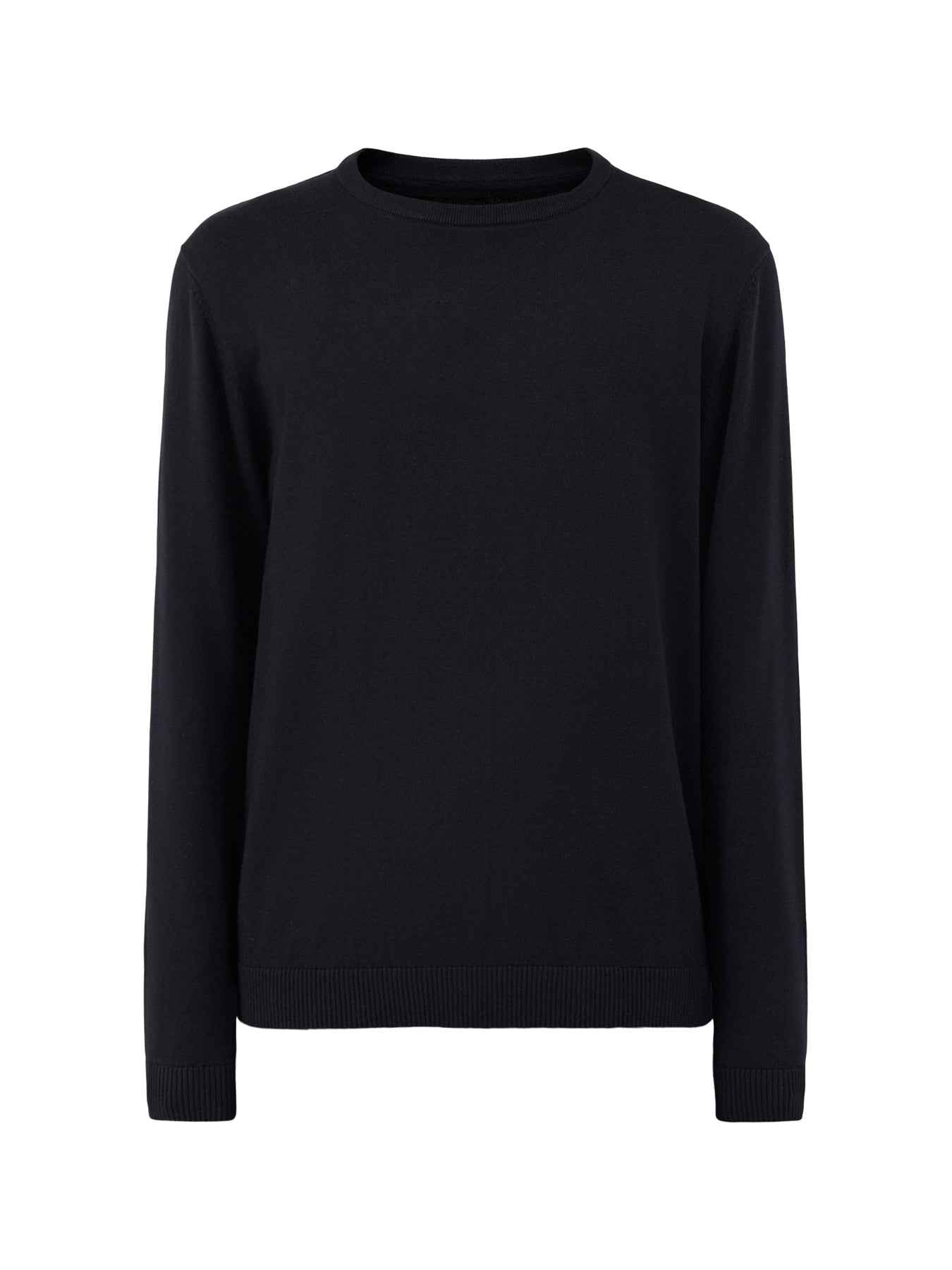 Organic Cotton Knitted Crew Neck Jumper - Black
