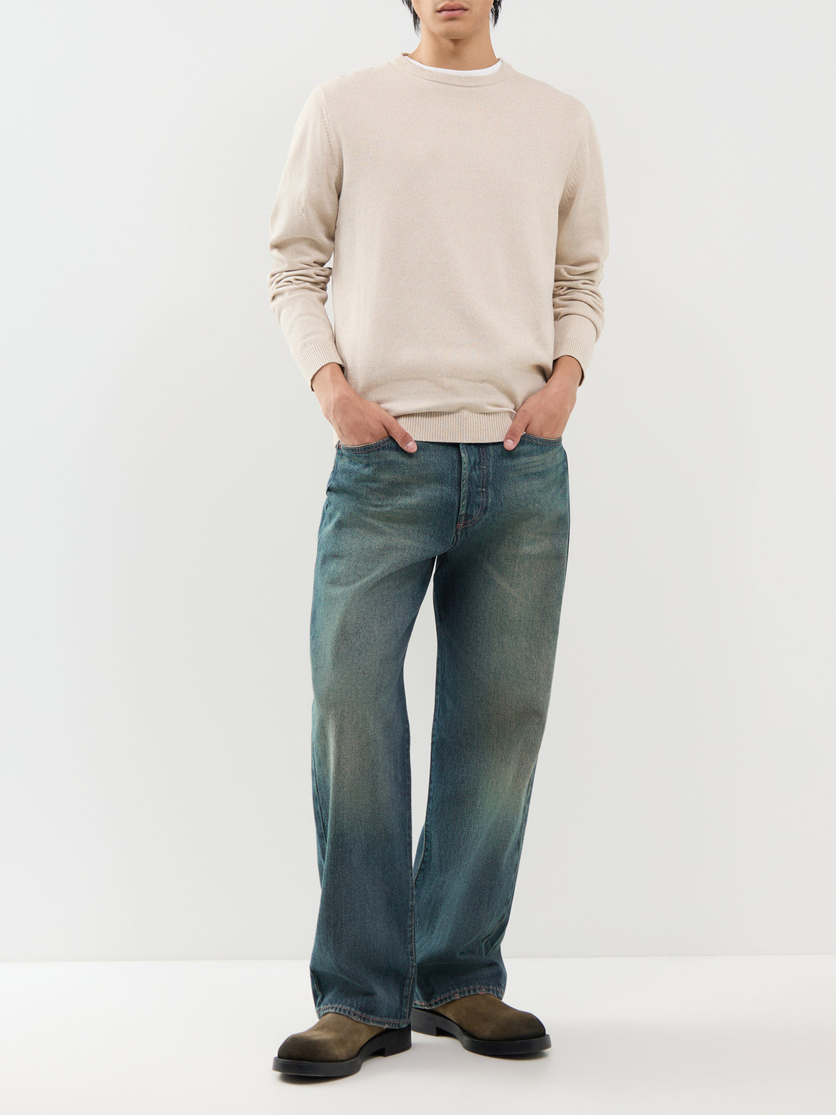 Organic Cotton Knitted Crew Neck Jumper - Moonbeam Twisted