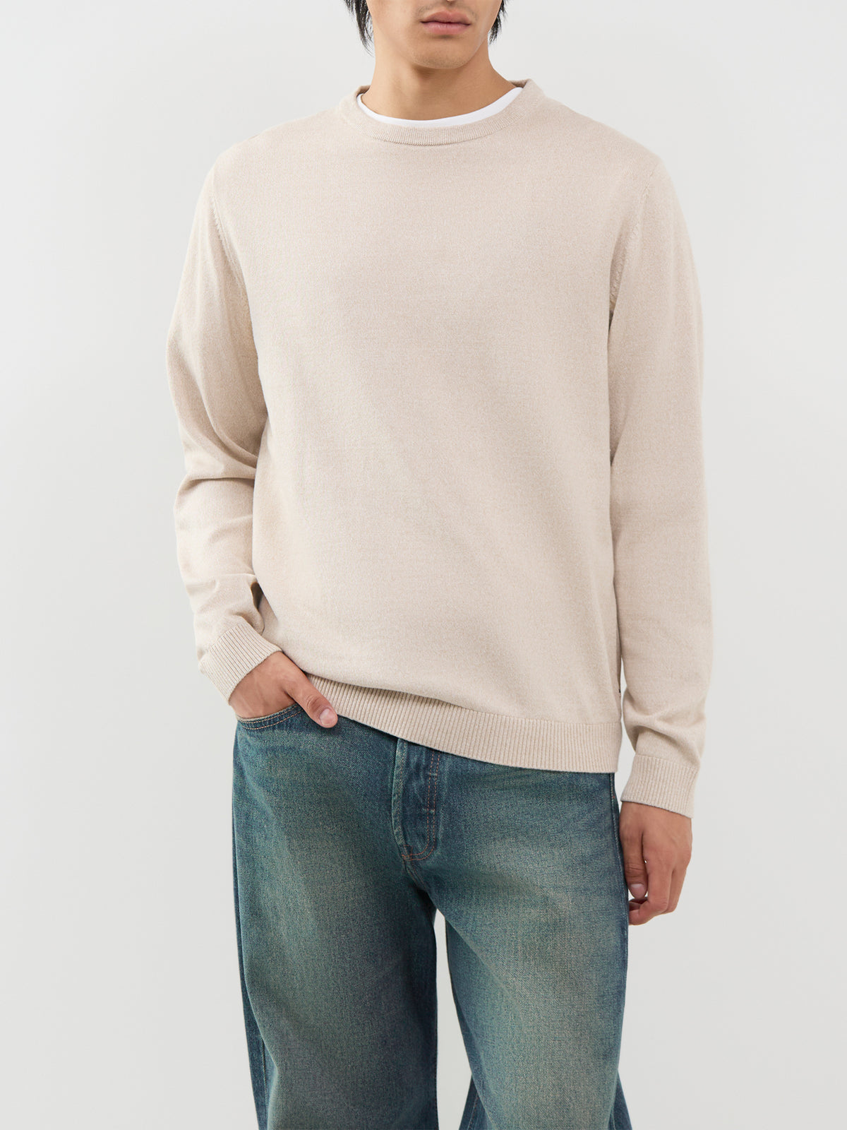 Organic Cotton Knitted Crew Neck Jumper - Moonbeam Twisted