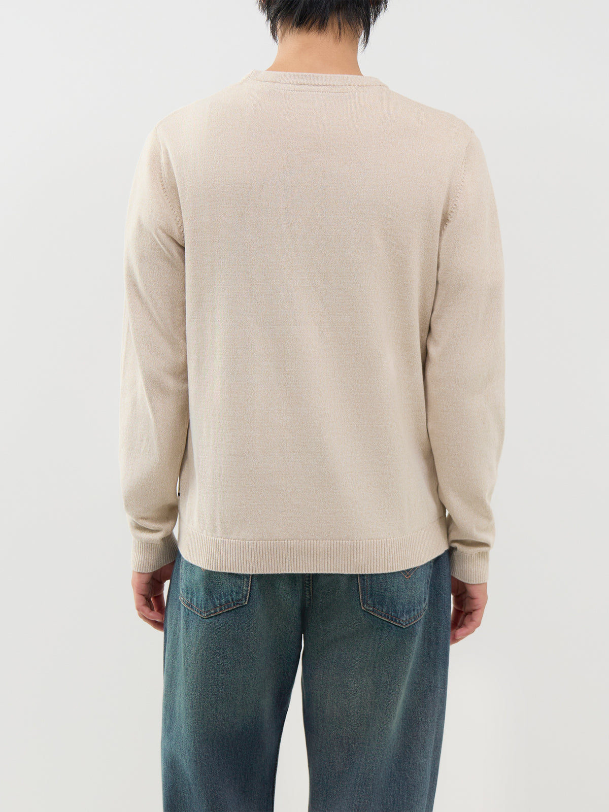 Organic Cotton Knitted Crew Neck Jumper - Moonbeam Twisted