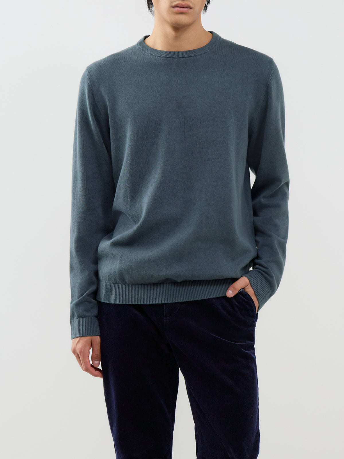 Organic Cotton Knitted Crew Neck Jumper - Turbulence