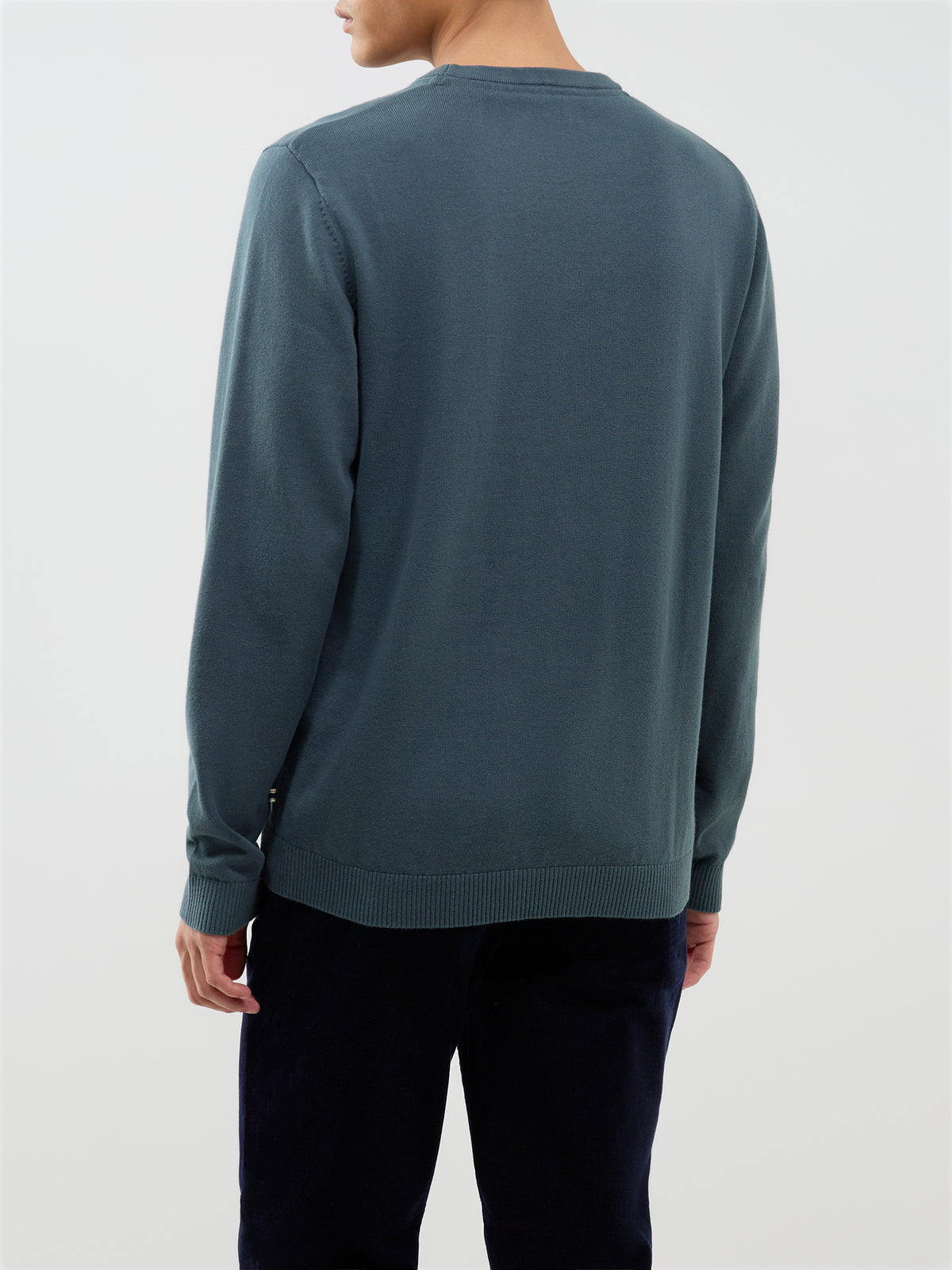 Organic Cotton Knitted Crew Neck Jumper - Turbulence