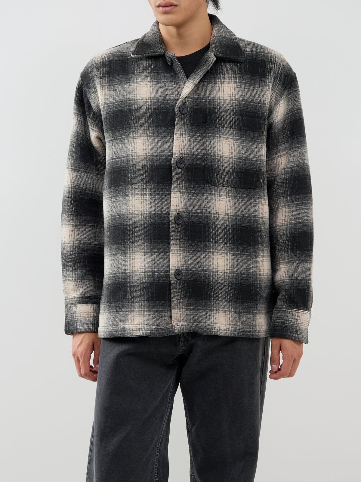 Ollie Check Overshirt - Asphalt