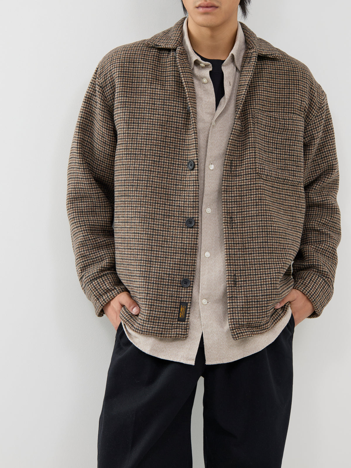 Ollie Houndstooth Overshirt - Cocoa