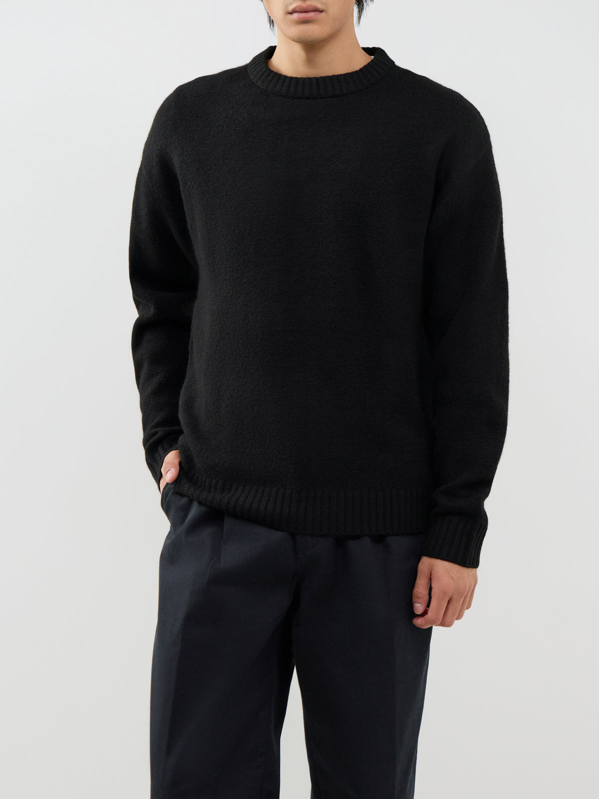 Ollie Knitted Crew Neck Jumper - Black