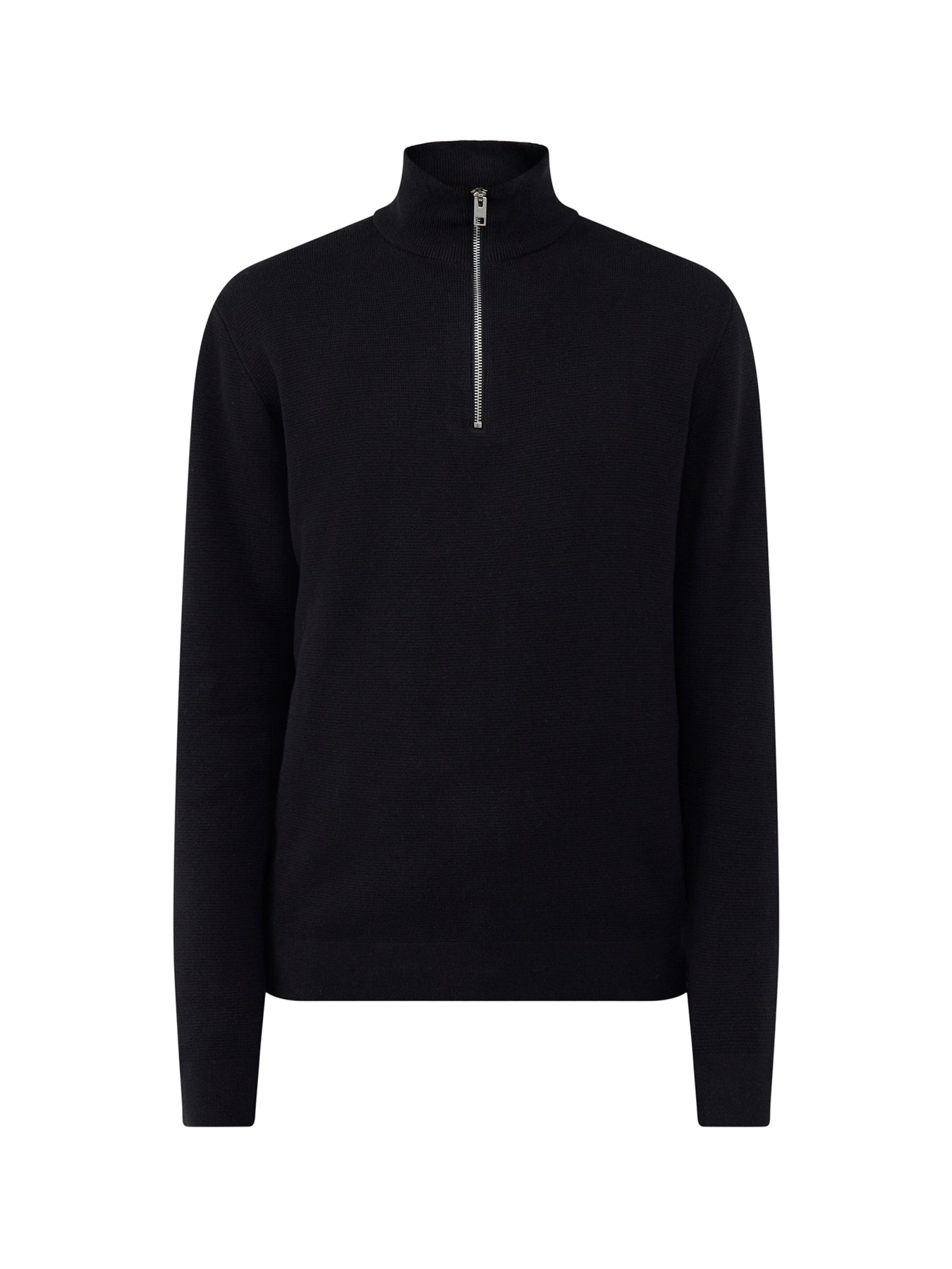 Organic Cotton Milano Stitch Half-Zip Jumper - Black