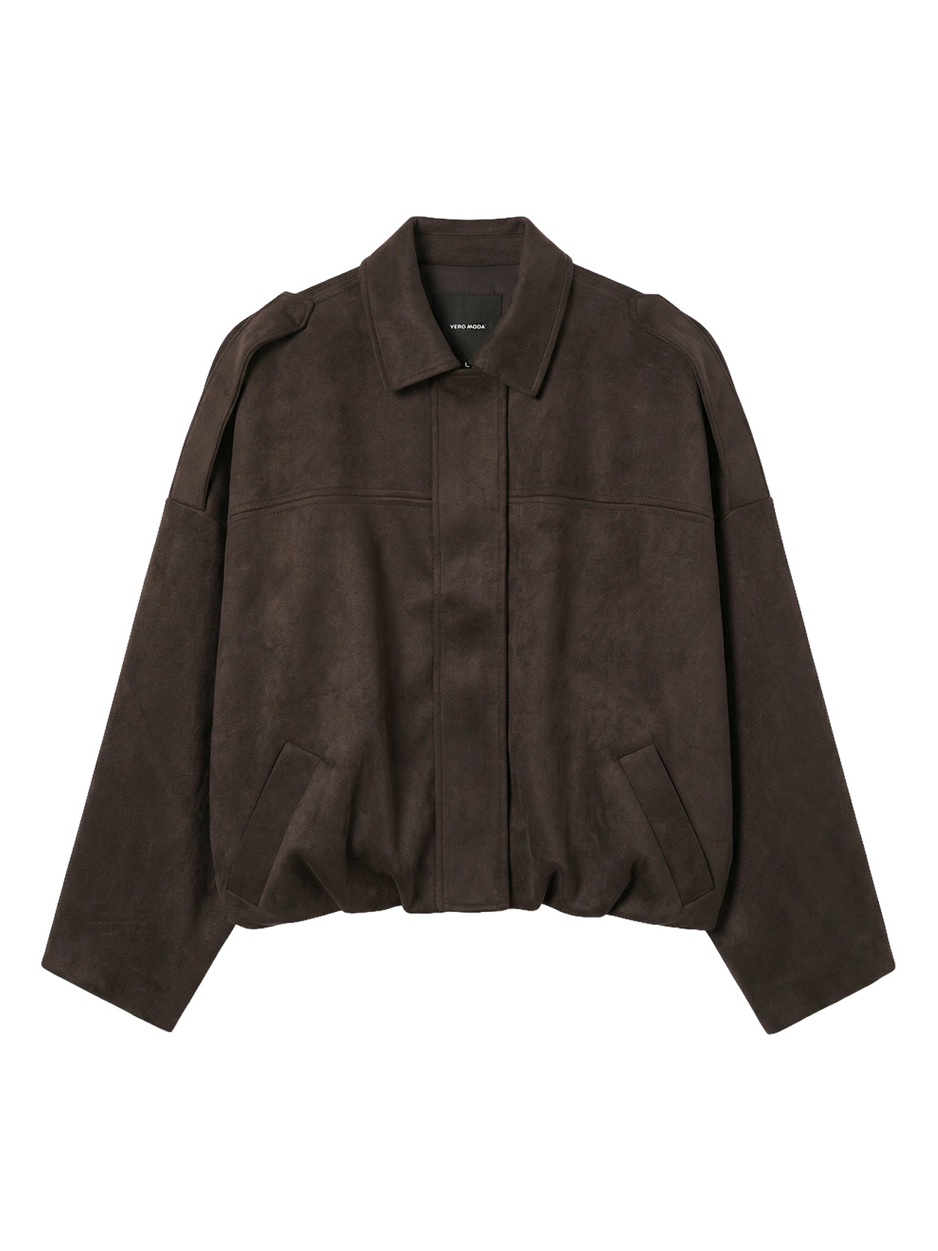 Faux Suede Bomber Jacket Brown