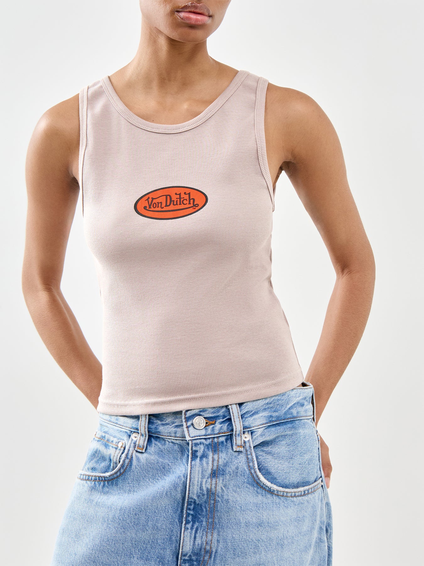 Rib Vest Top Khaki