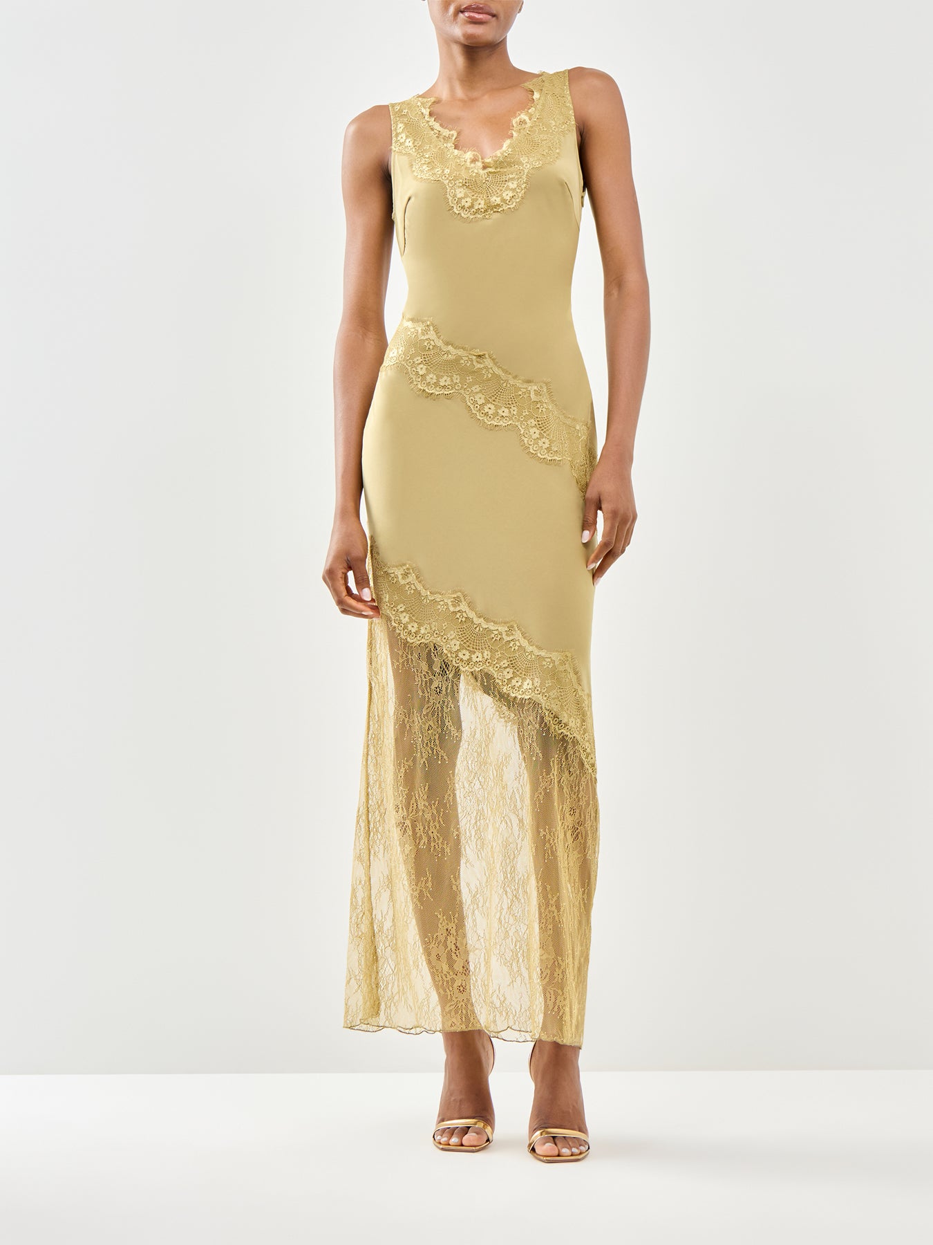 Robin Lace Maxi Slip Dress Green