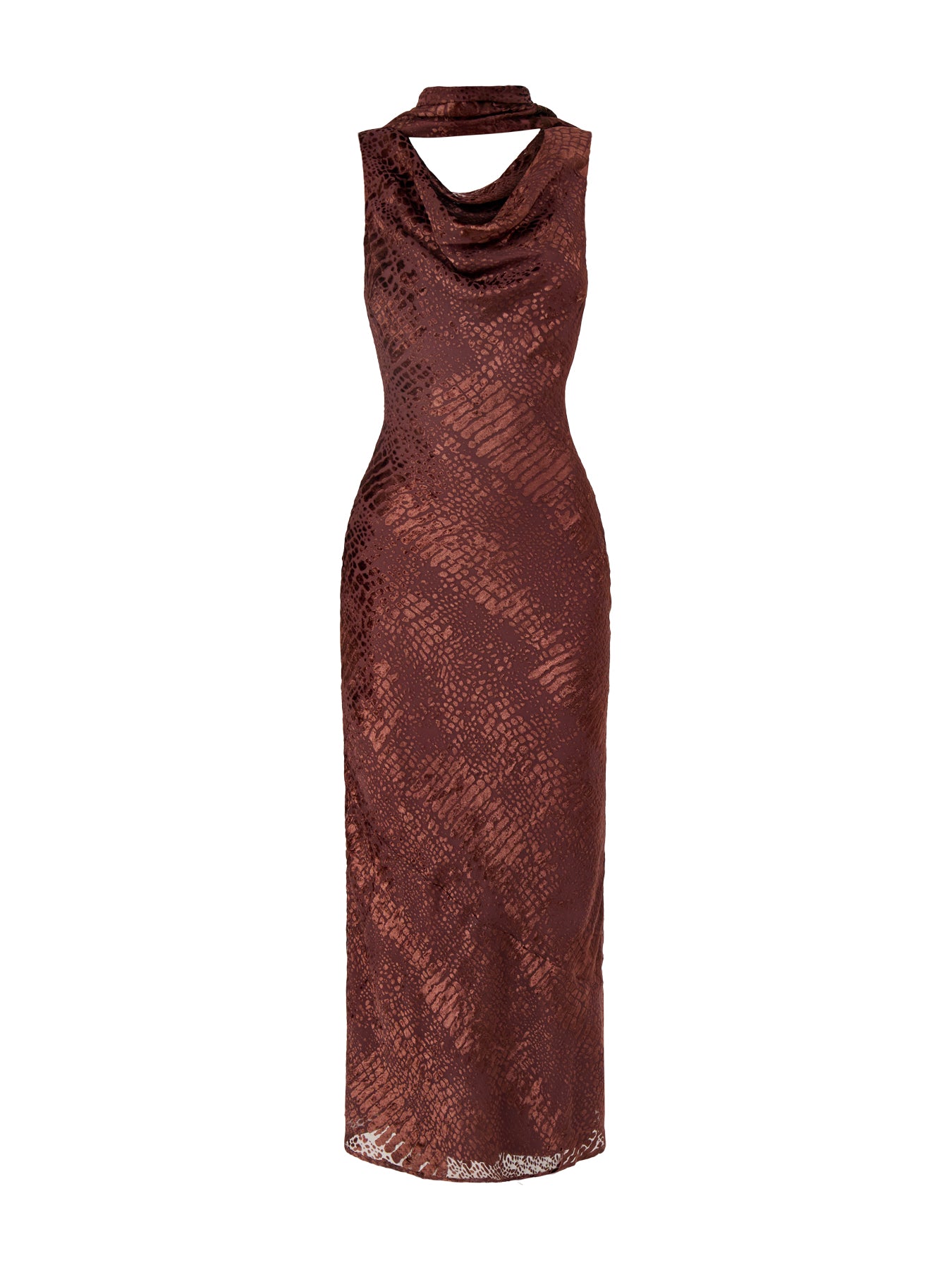 Ainsley Cowl Neck Maxi Slip Dress Brown