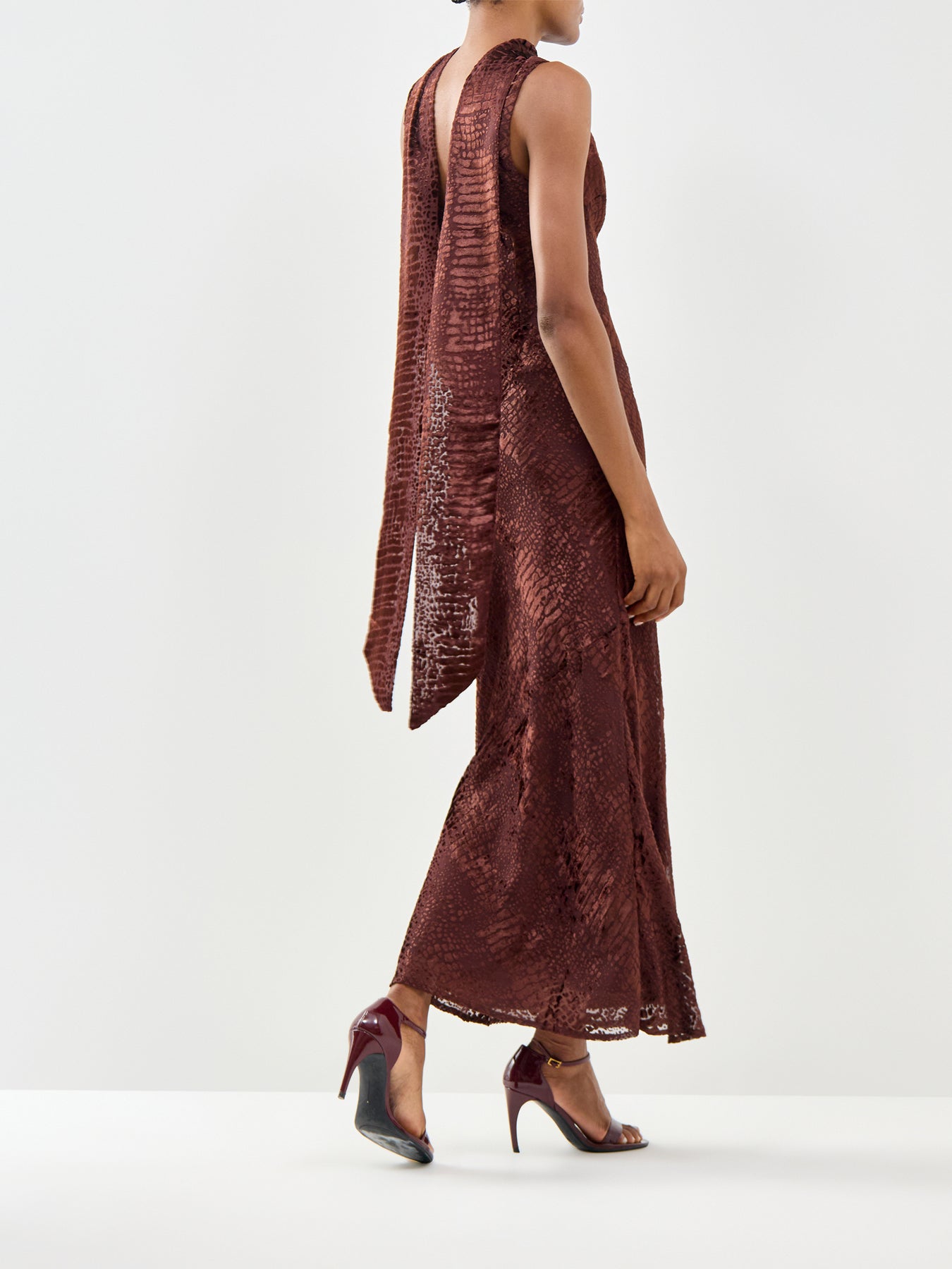 Ainsley Cowl Neck Maxi Slip Dress Brown